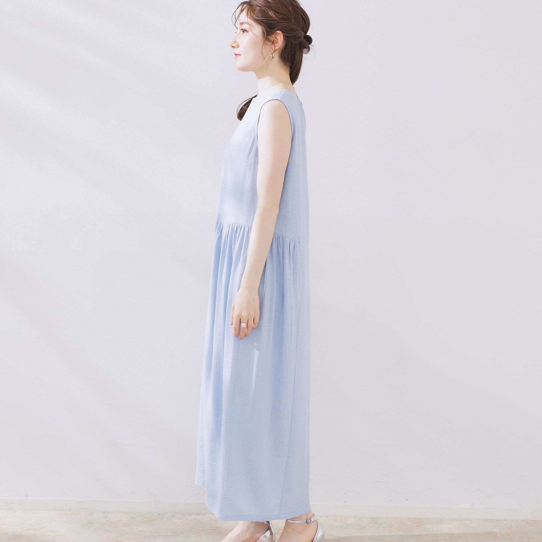 Couture broach「麻混フレアデザインワンピース」|ワンピース|