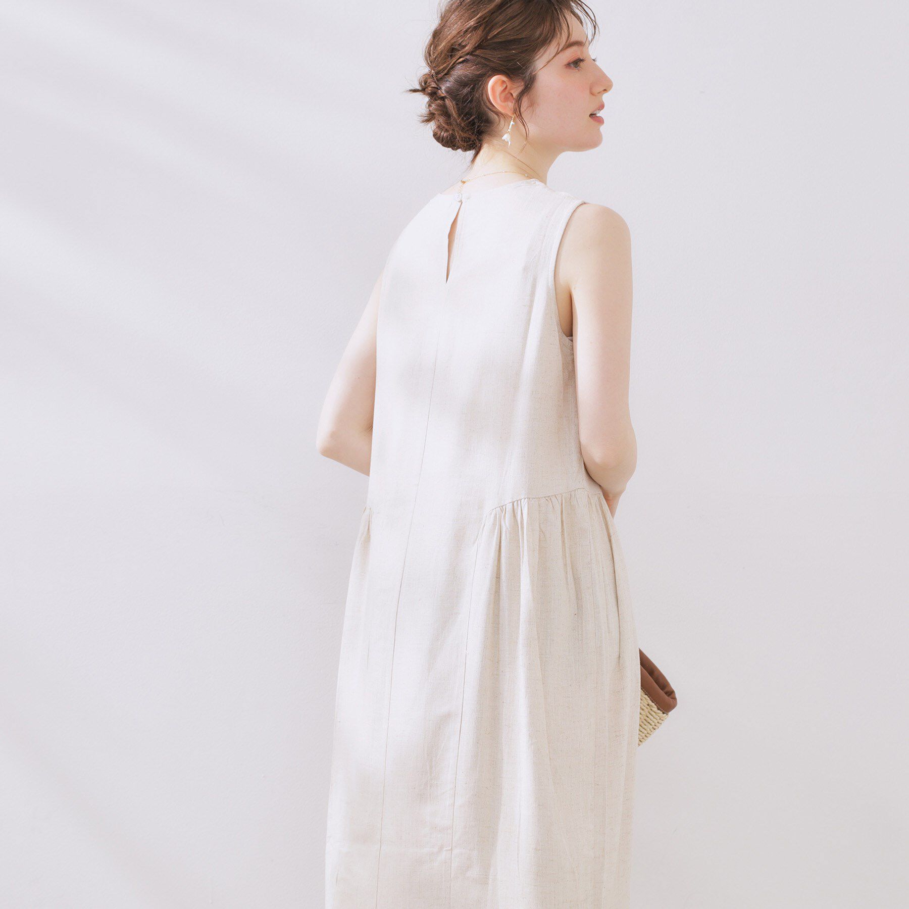 Couture broach「麻混フレアデザインワンピース」|ワンピース|