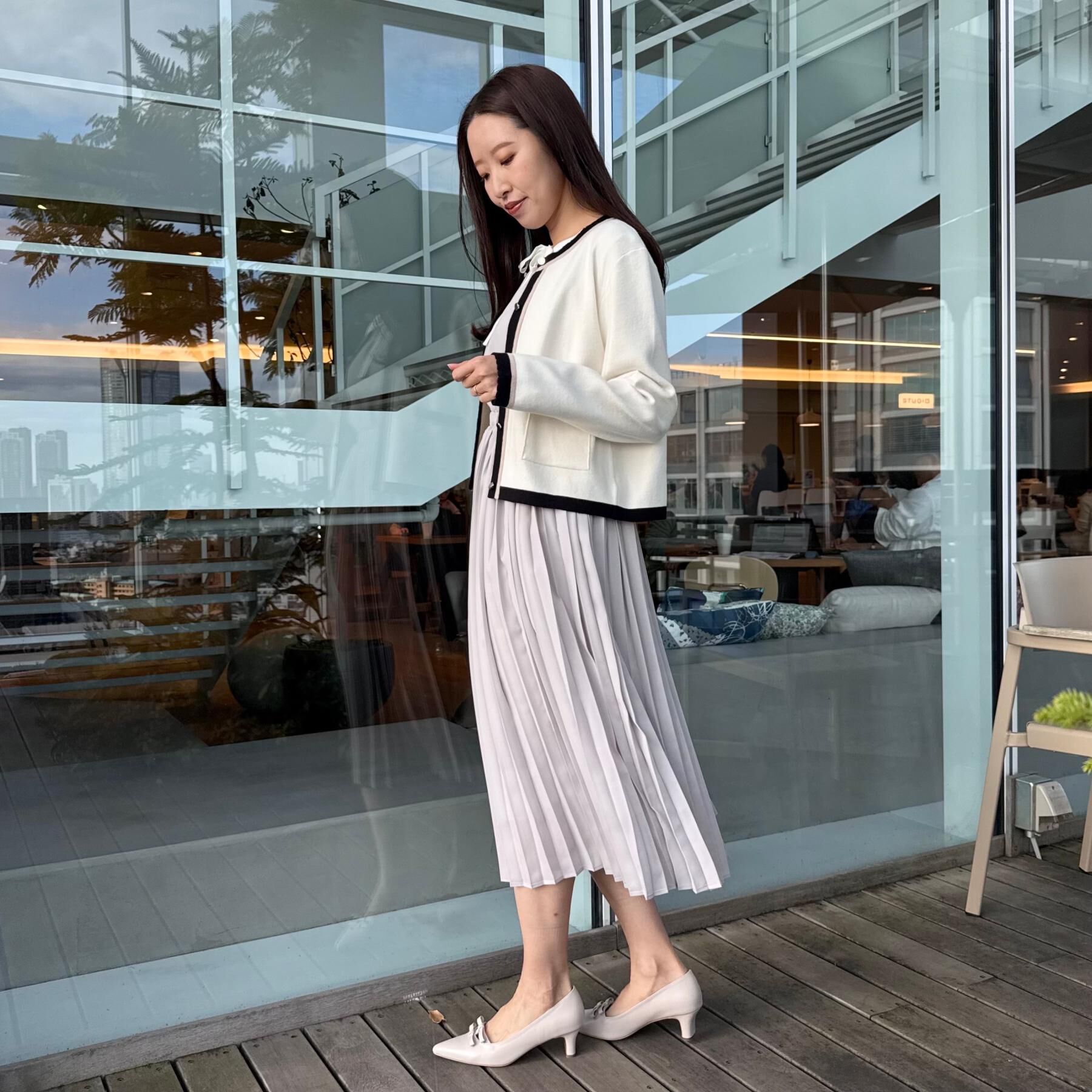 Couture broach「【通勤・着映え】配色 総針カーディ」|カーディガン|