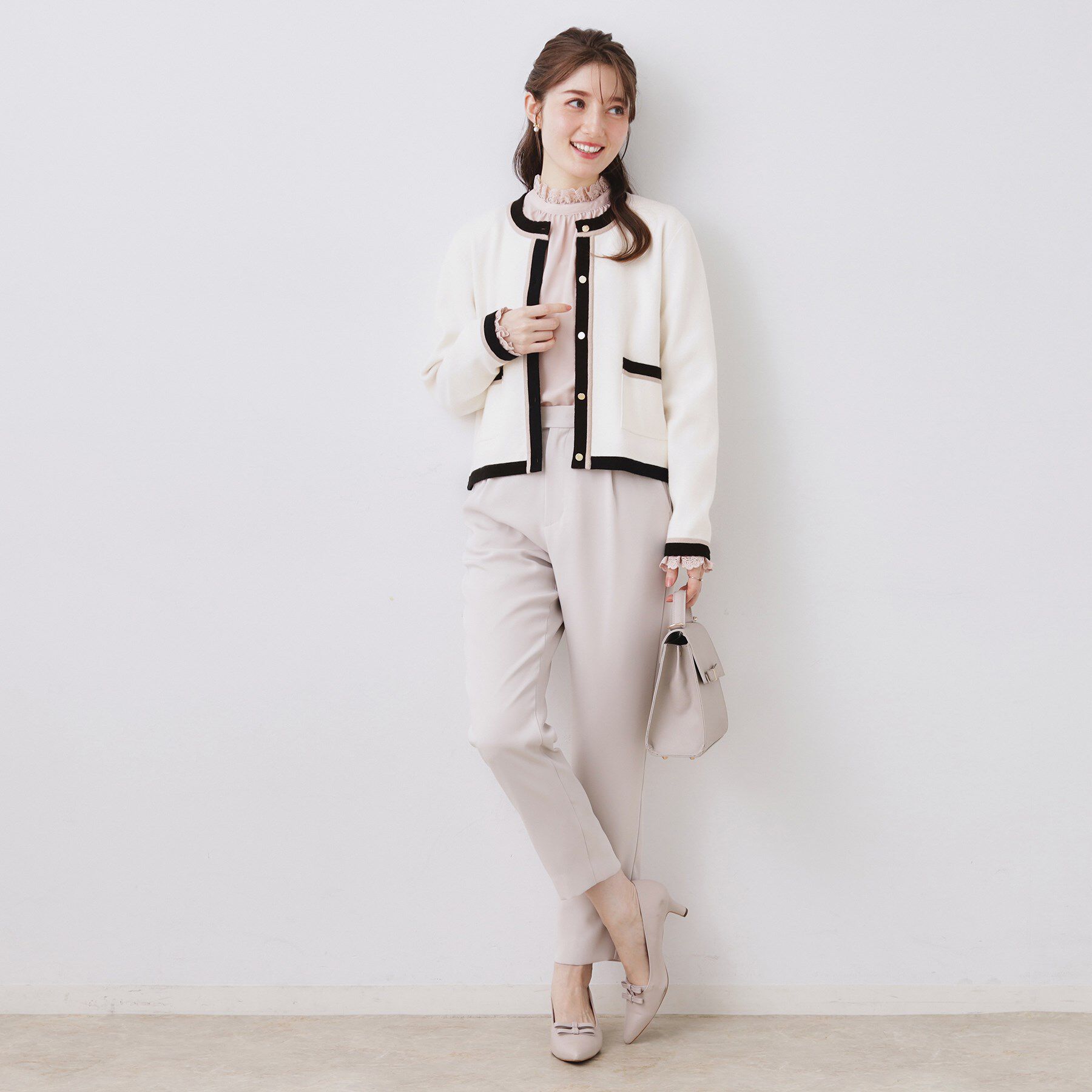 Couture broach「【通勤・着映え】配色 総針カーディ」|カーディガン|