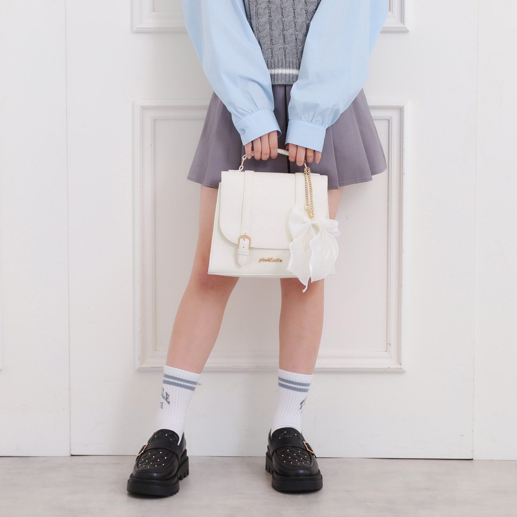 PINK-latte「リボンチャーム付きガーリーサッチェル」|ショルダー・メッセンジャー|