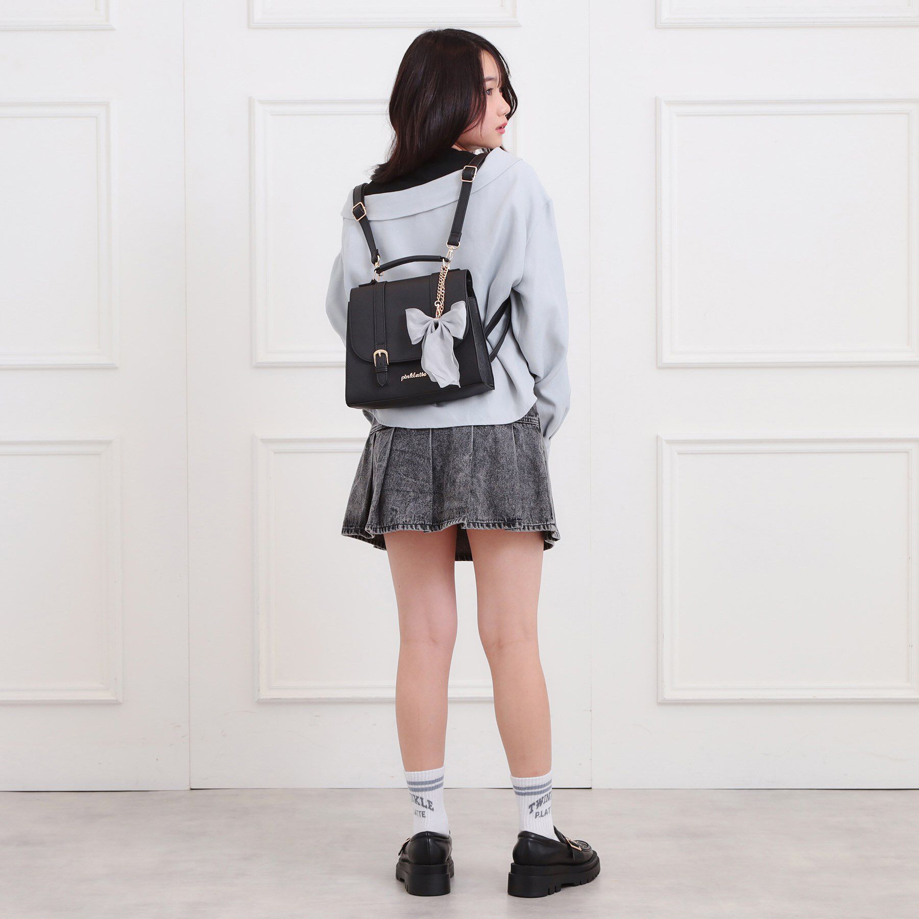 PINK-latte「リボンチャーム付きガーリーサッチェル」|ショルダー・メッセンジャー|