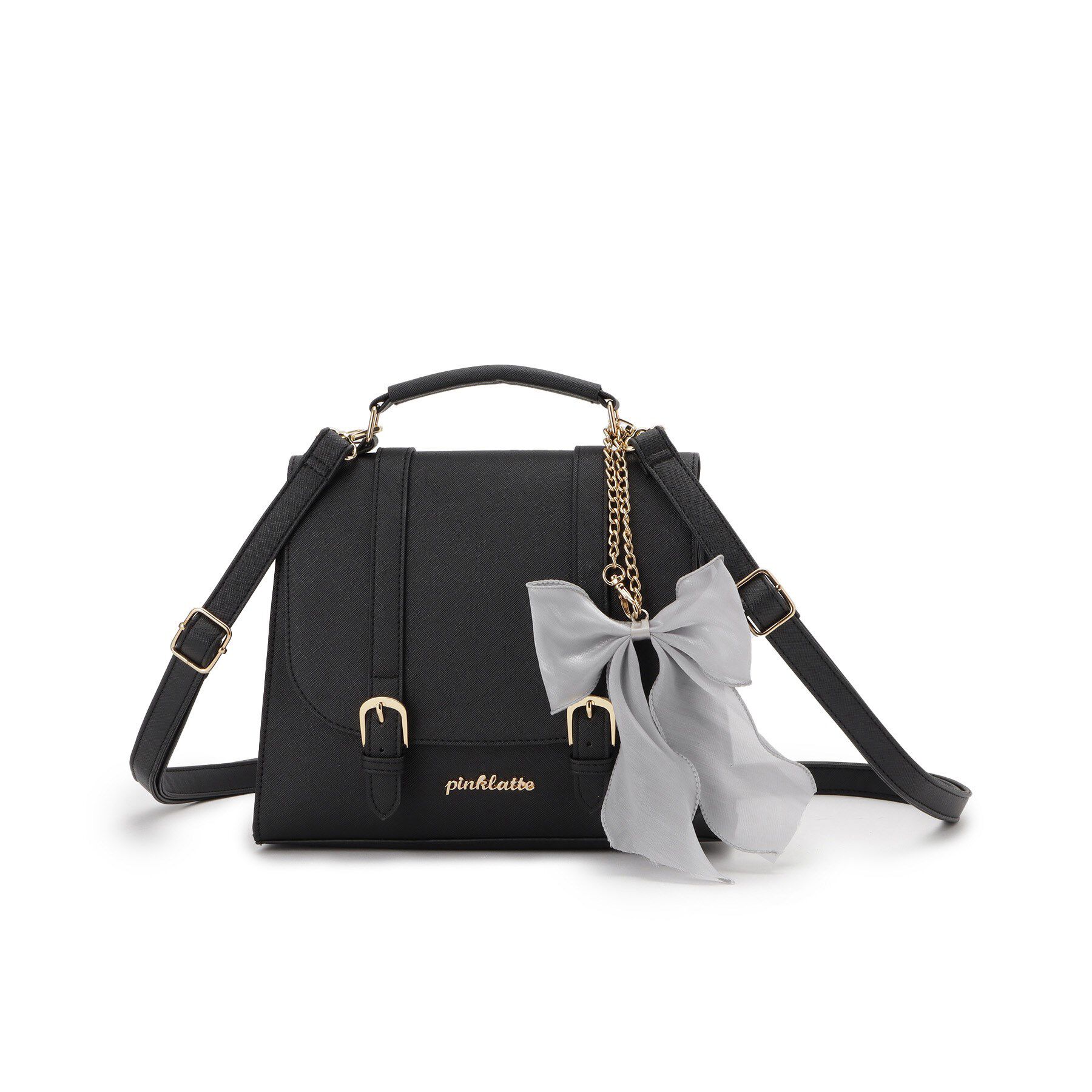 PINK-latte「リボンチャーム付きガーリーサッチェル」|ショルダー・メッセンジャー|