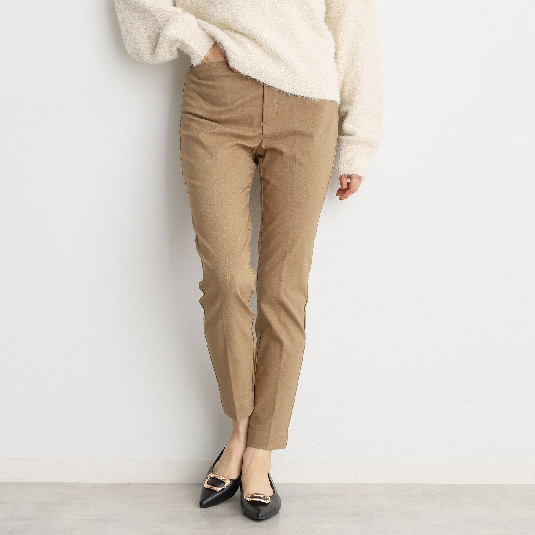 THE SHOP TK「【ラクでキレイ】ハイパーストレッチ裏起毛スティックパンツ/洗える」|その他|ベージュ(052)