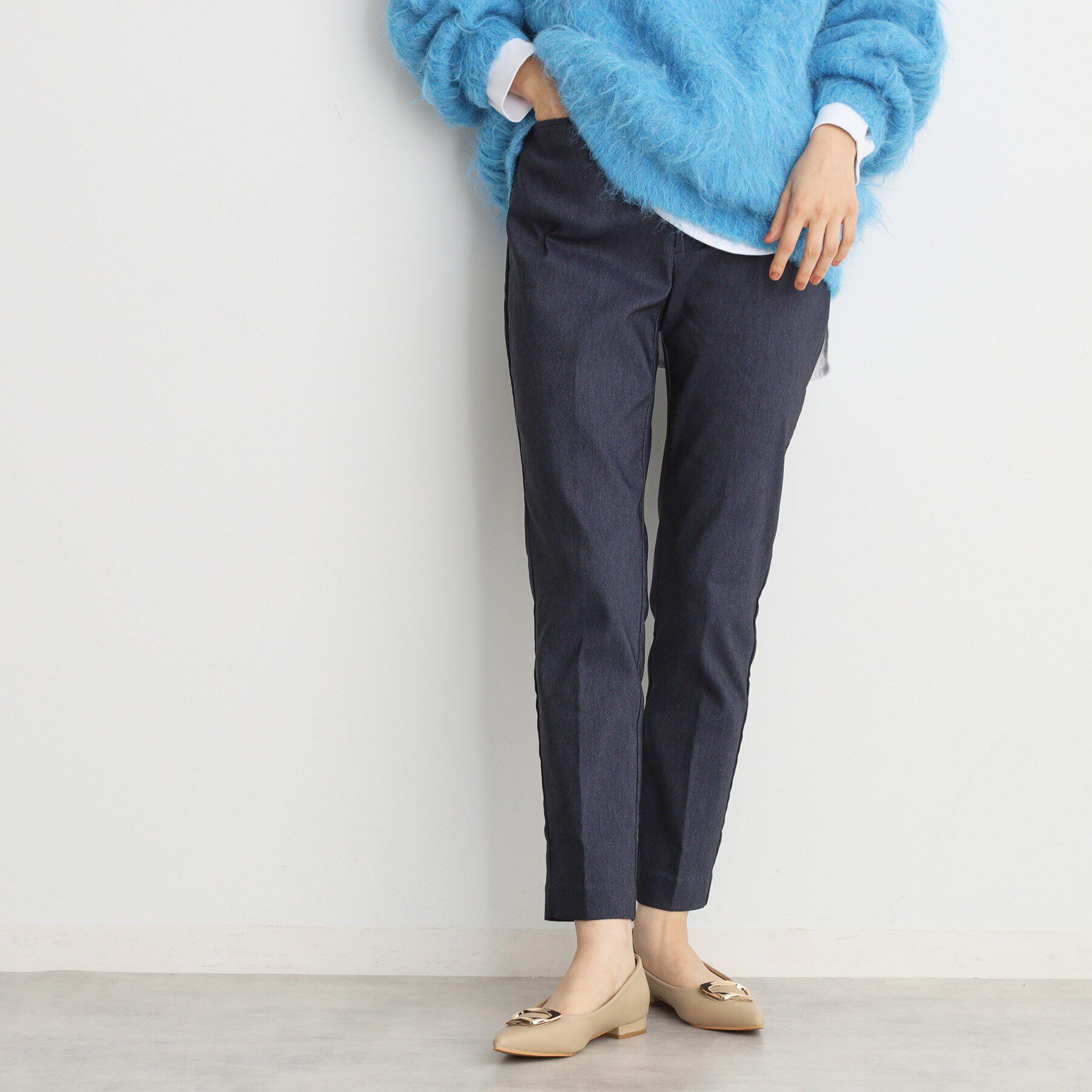 THE SHOP TK「【ラクでキレイ】ハイパーストレッチ裏起毛スティックパンツ/洗える」|その他|ネイビー(094)