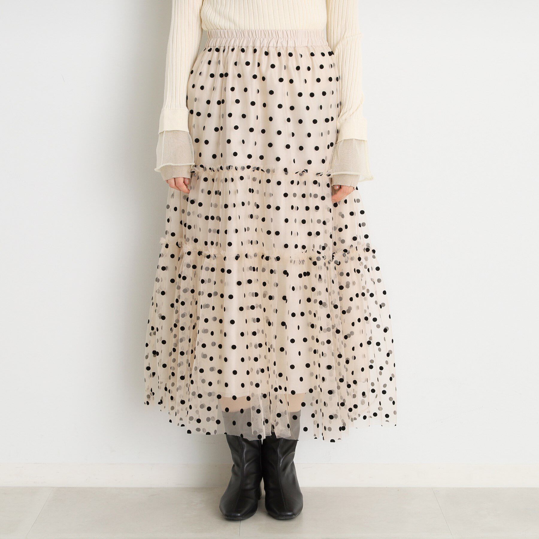 THE SHOP TK「チュールドットスカート【洗える】」|スカート|