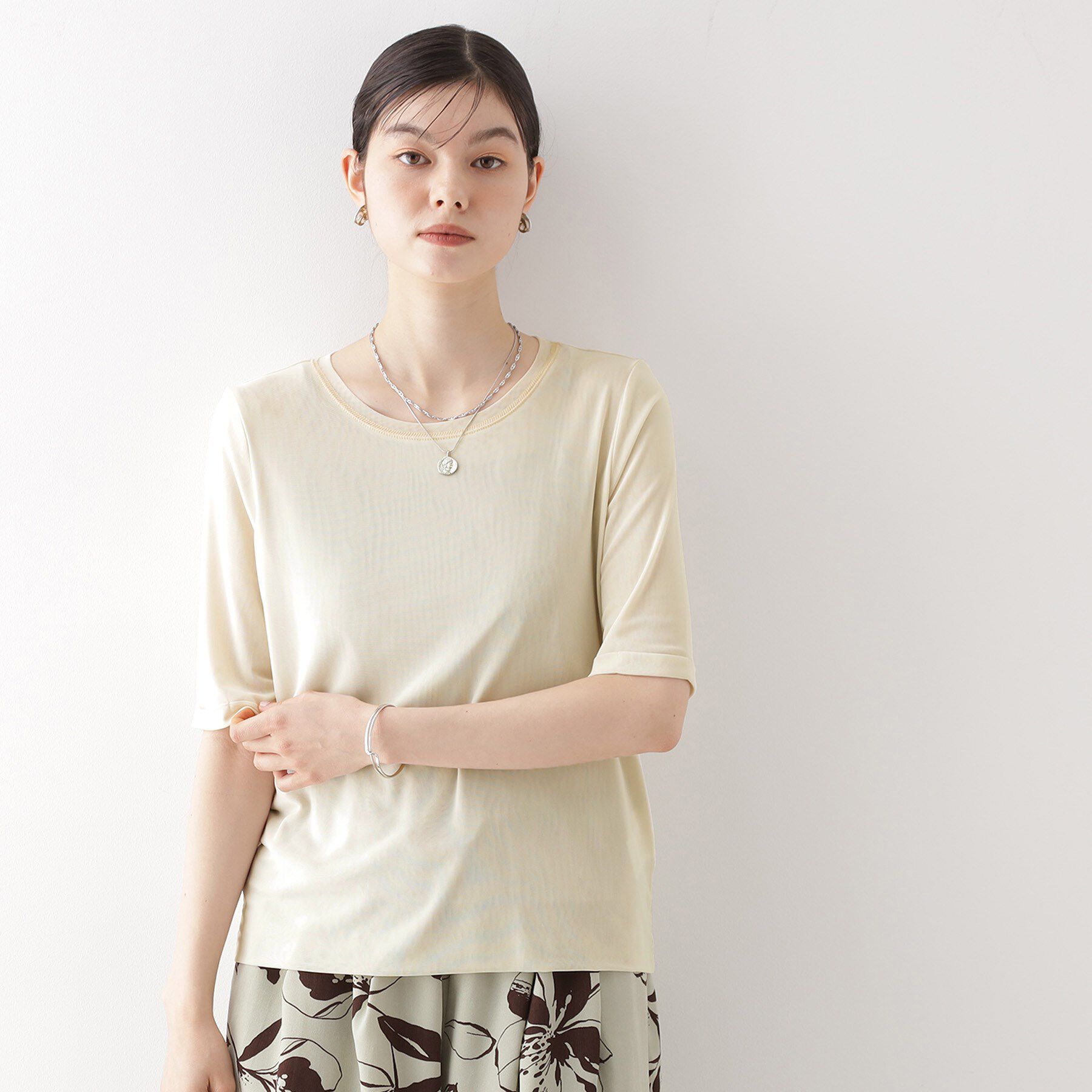 THE SHOP TK「シアーチュールプルオーバー【洗濯機OK】」|Tシャツ・カットソー|アイボリー(004)