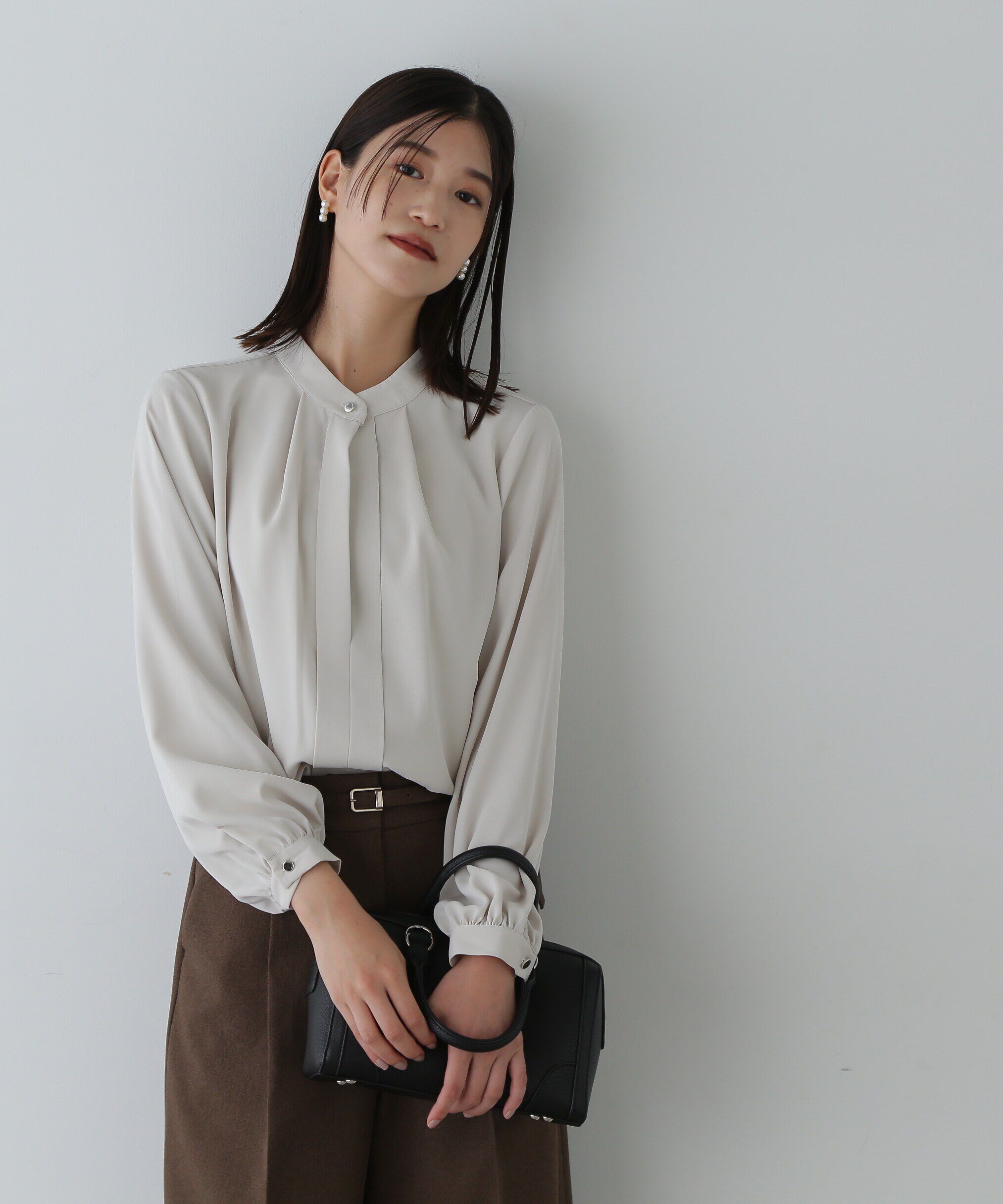  「スタンドカラーフロントタックブラウス」|シャツ・ブラウス|