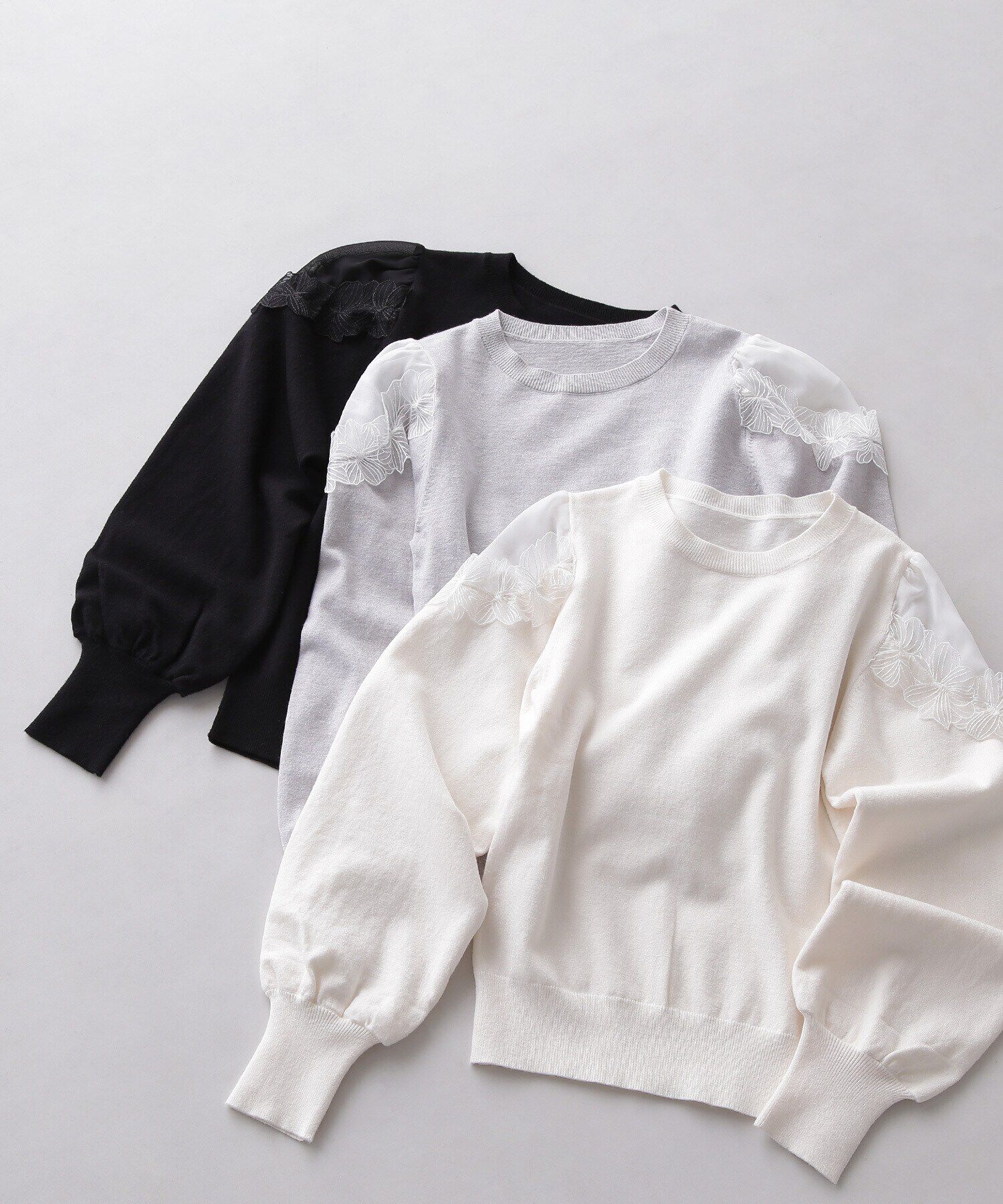  「フラワーレーストリミングニット」|ニット・セーター|