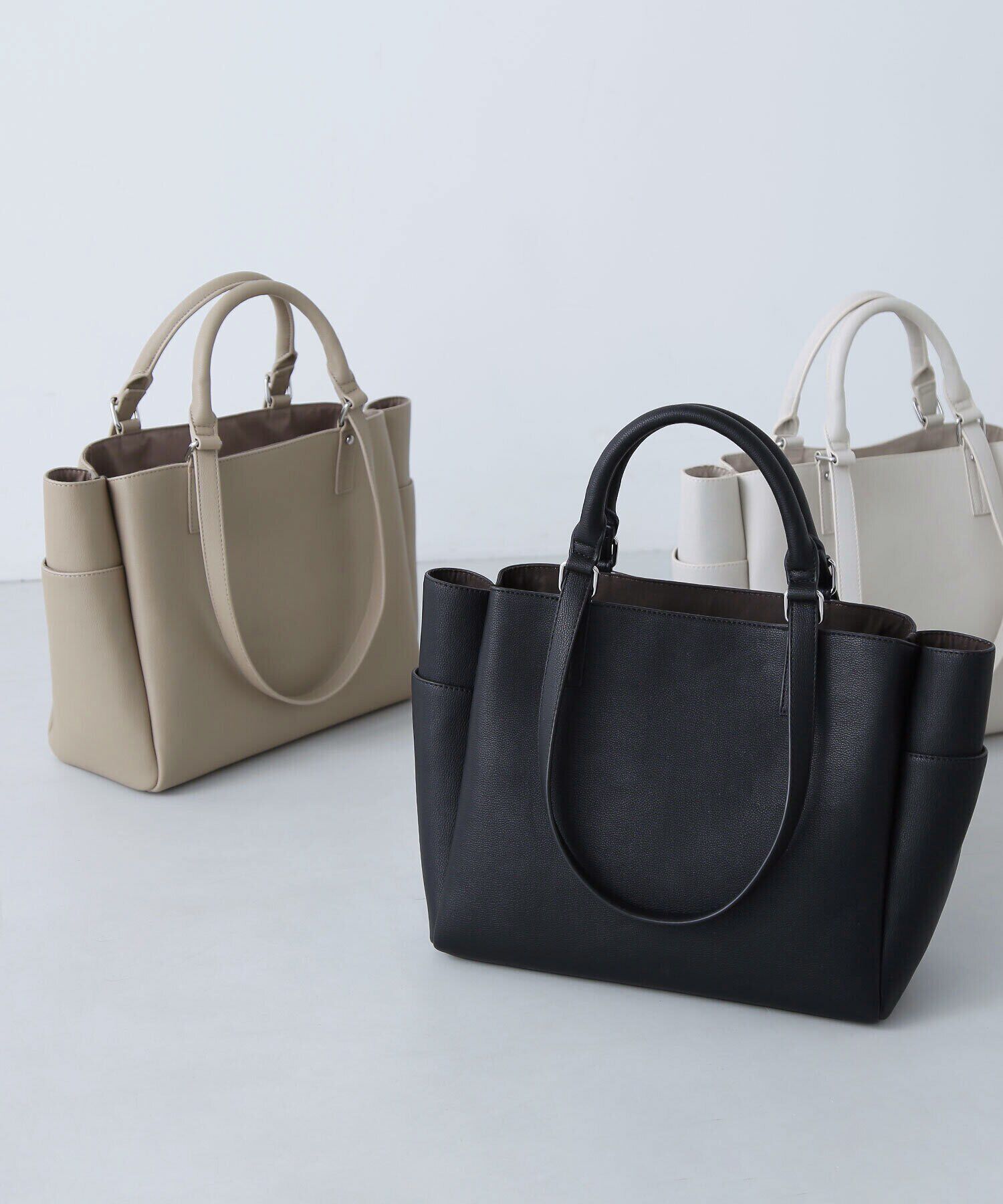  「ライトウエイト2wayハンドルトートバッグ」|トートバッグ|クロ