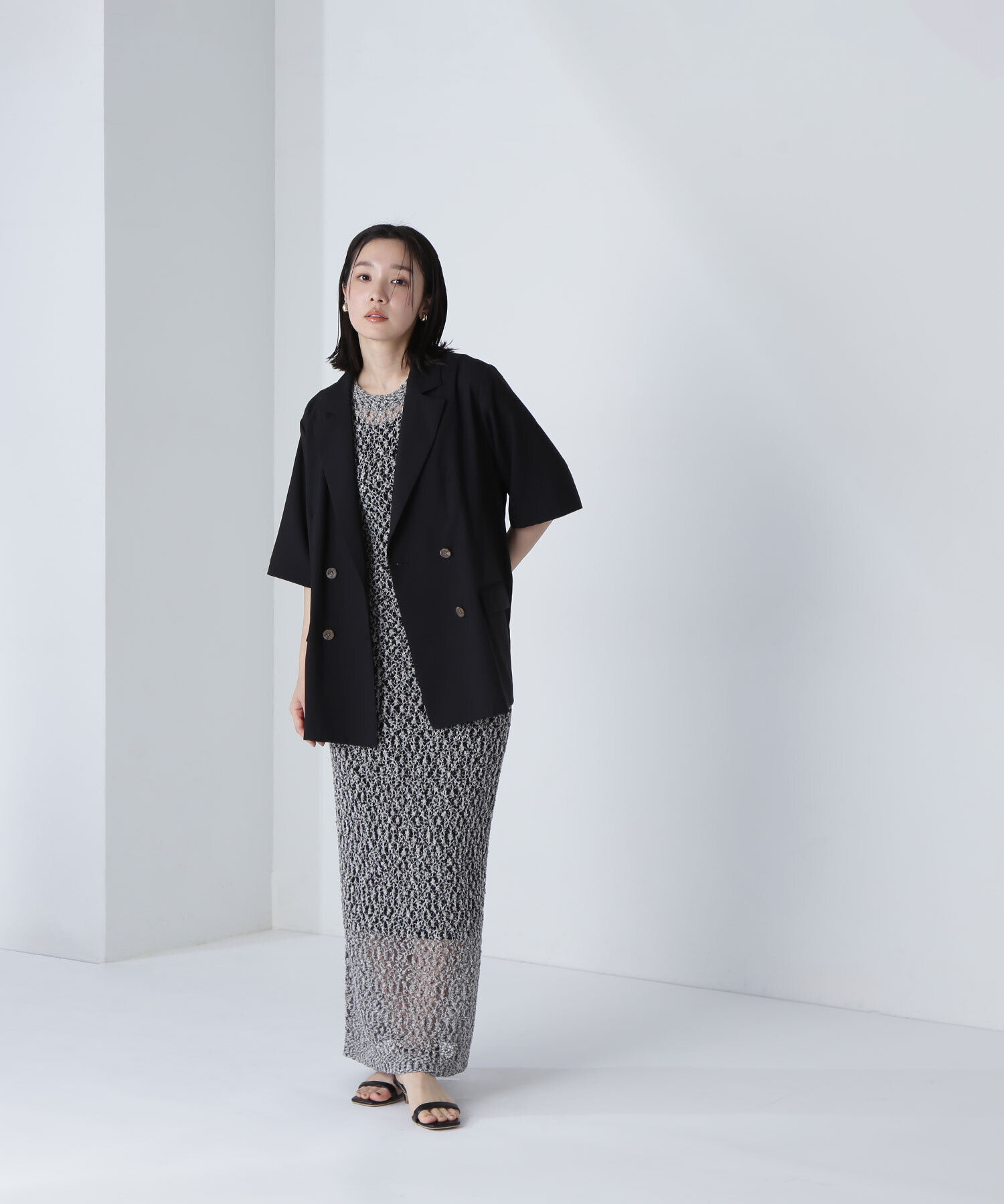  「メッシュナローニットワンピース」|ワンピース|