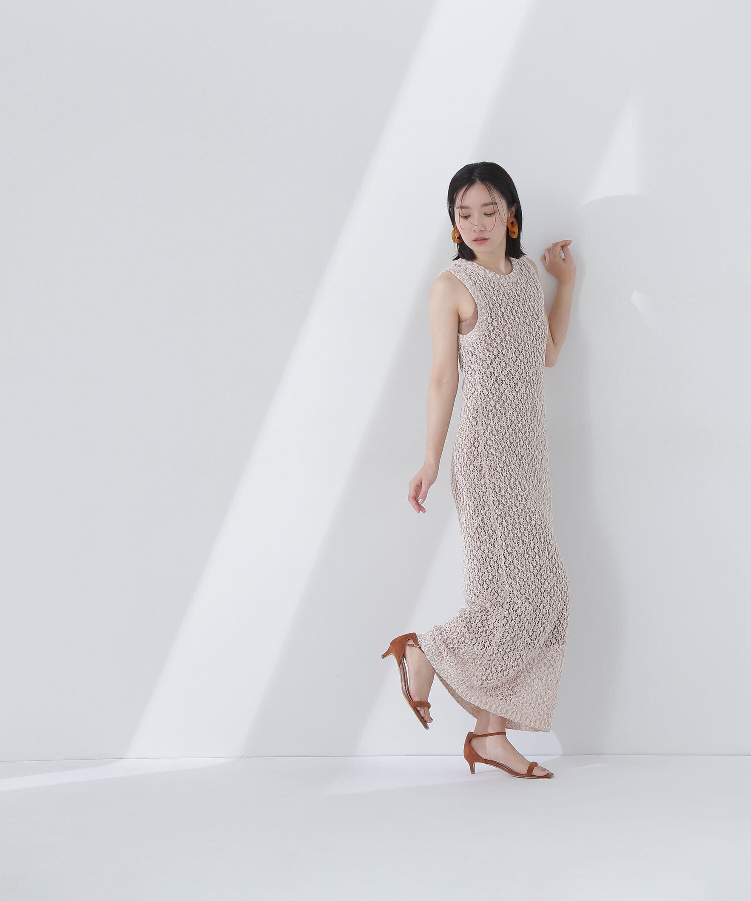  「メッシュナローニットワンピース」|ワンピース|