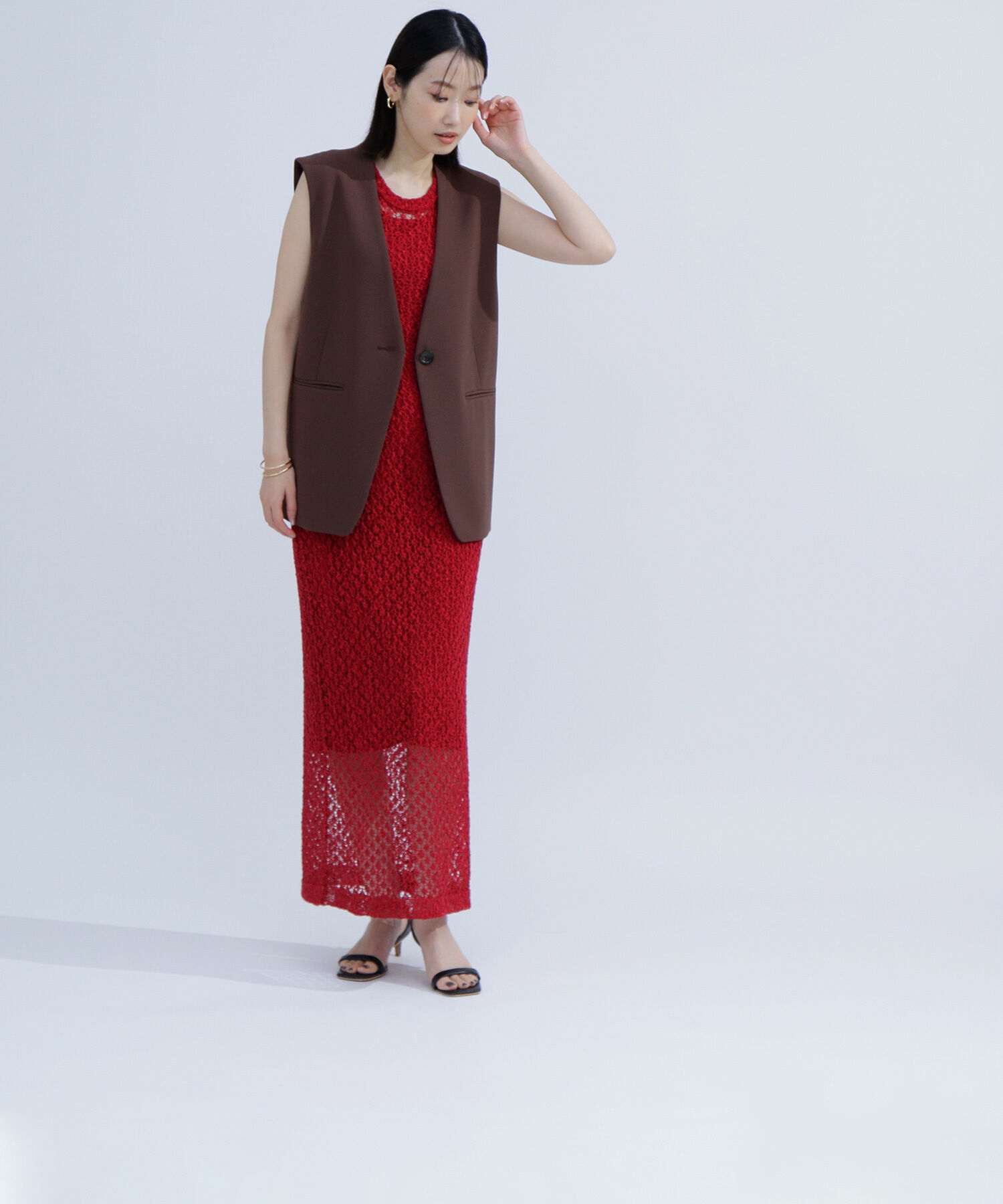  「メッシュナローニットワンピース」|ワンピース|