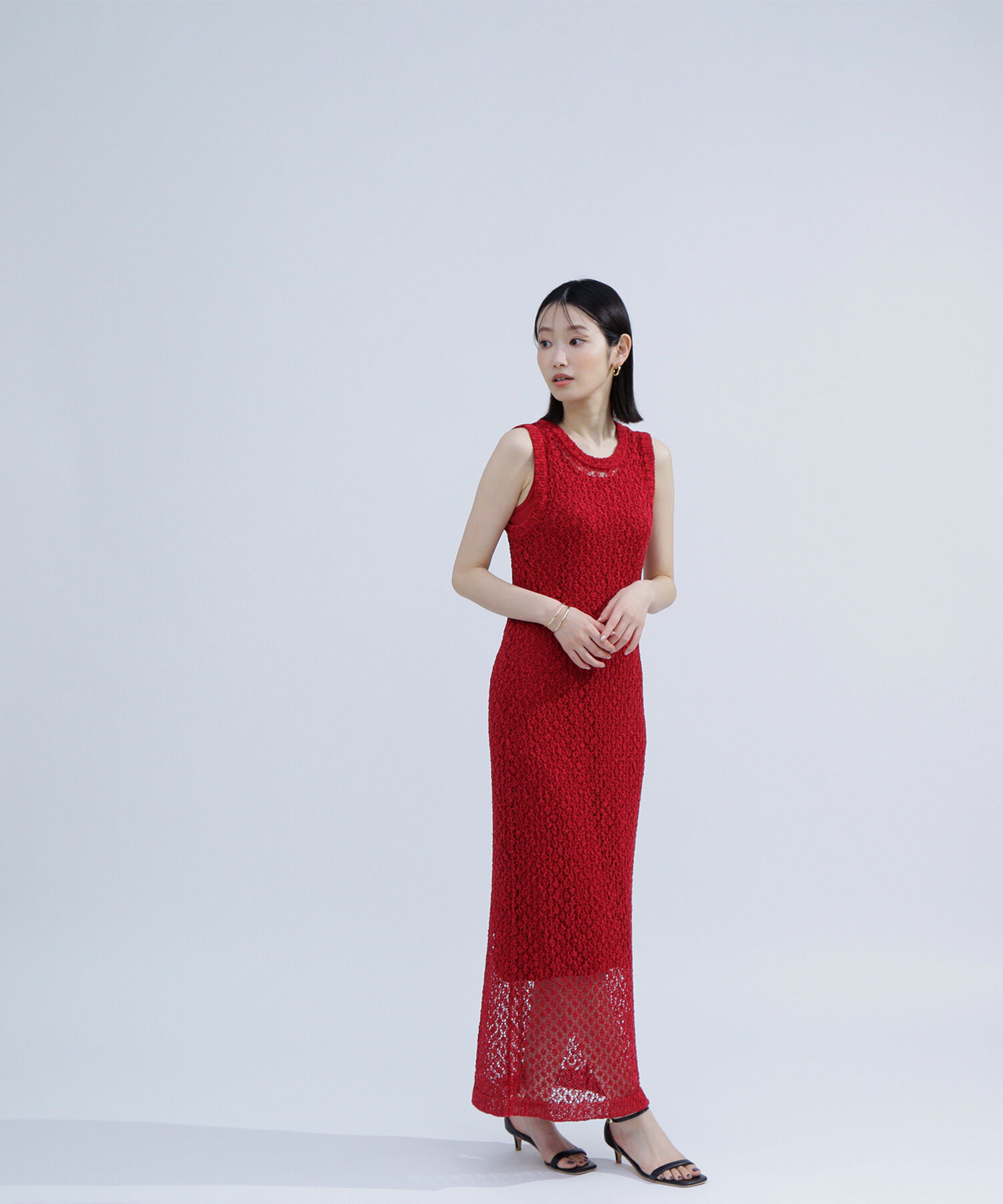  「メッシュナローニットワンピース」|ワンピース|