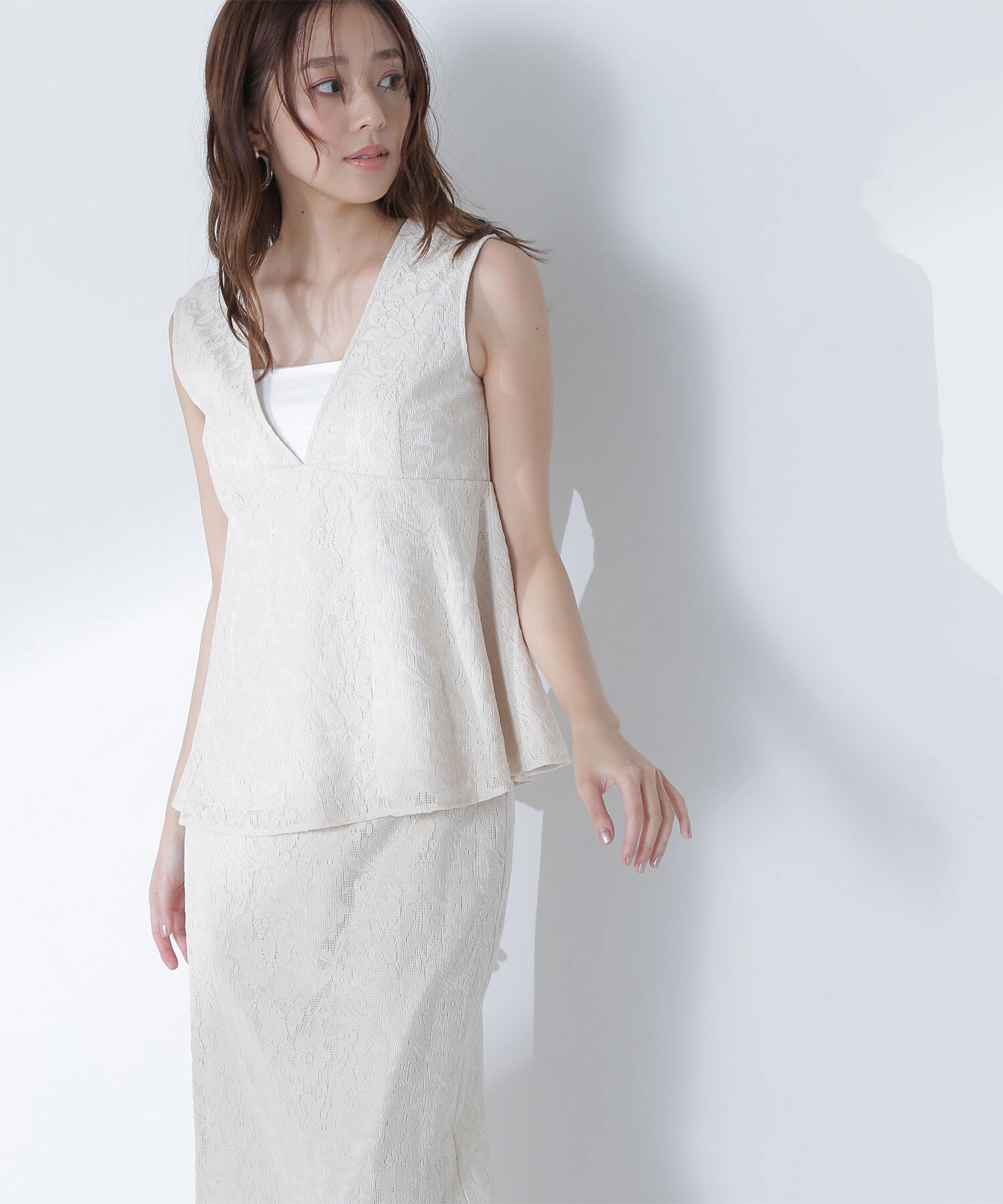  「ペプラムレースセットアップ」|ワンピース|