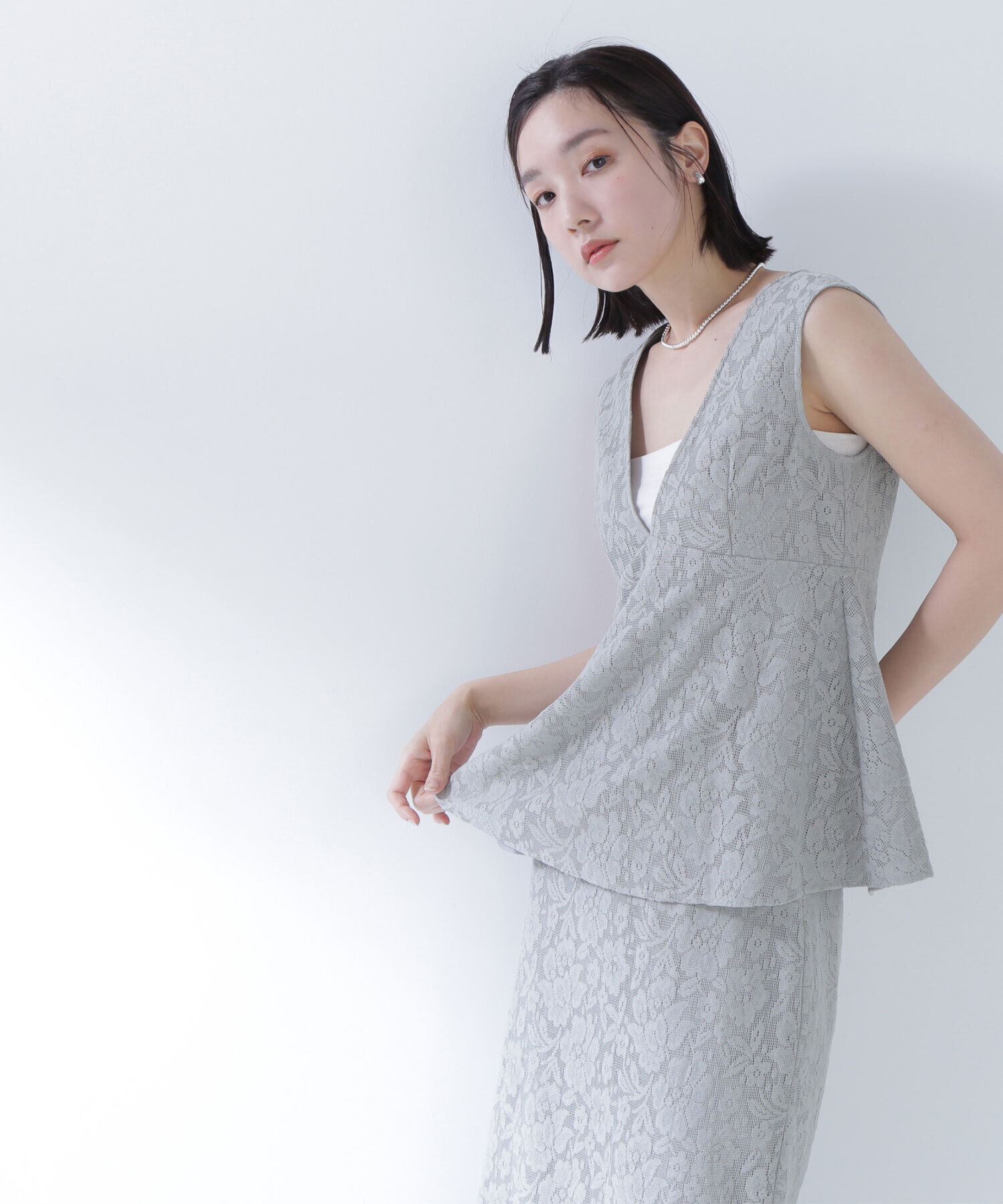  「ペプラムレースセットアップ」|ワンピース|