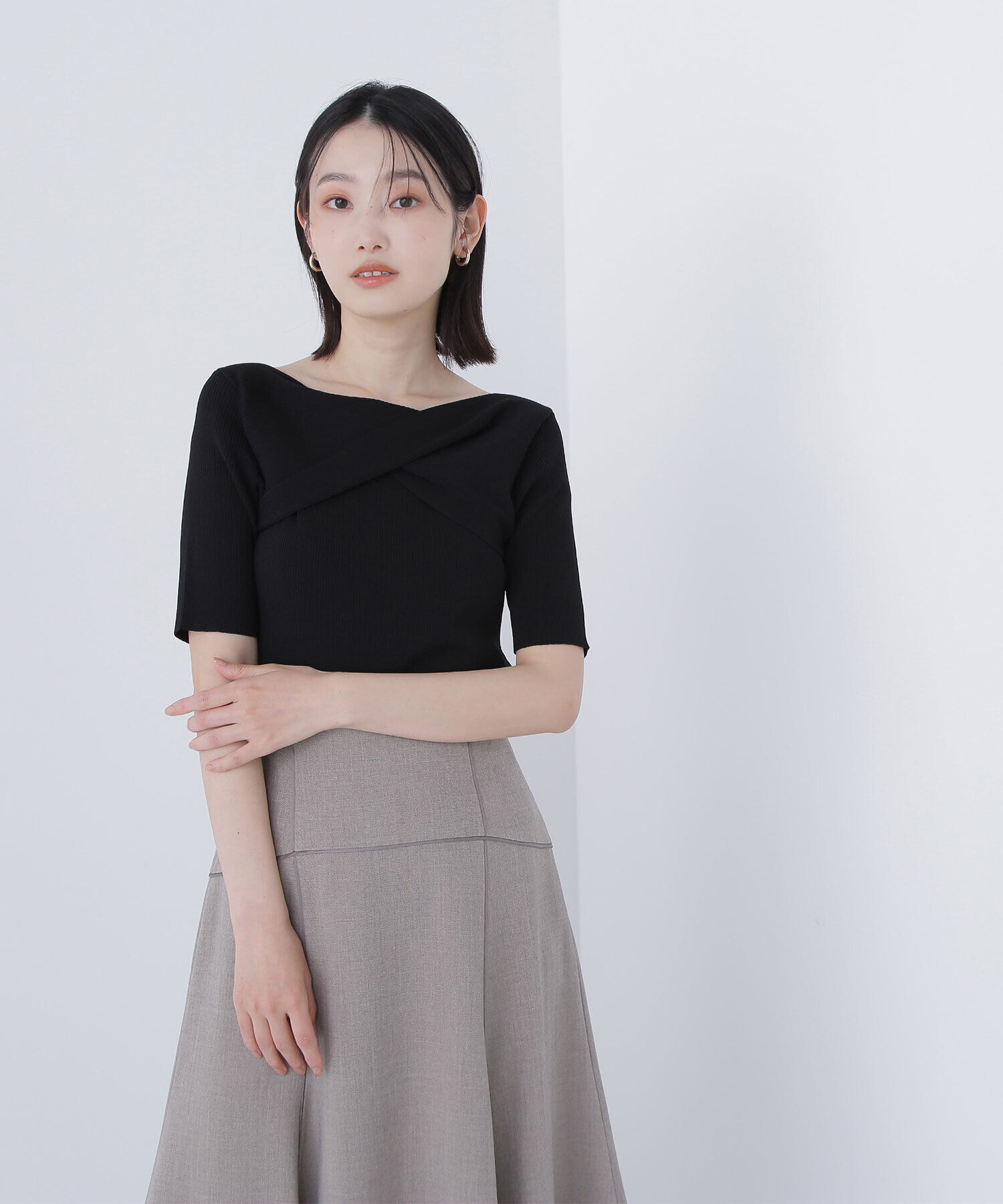  「ツイストドレープニット」|ニット・セーター|ブラック