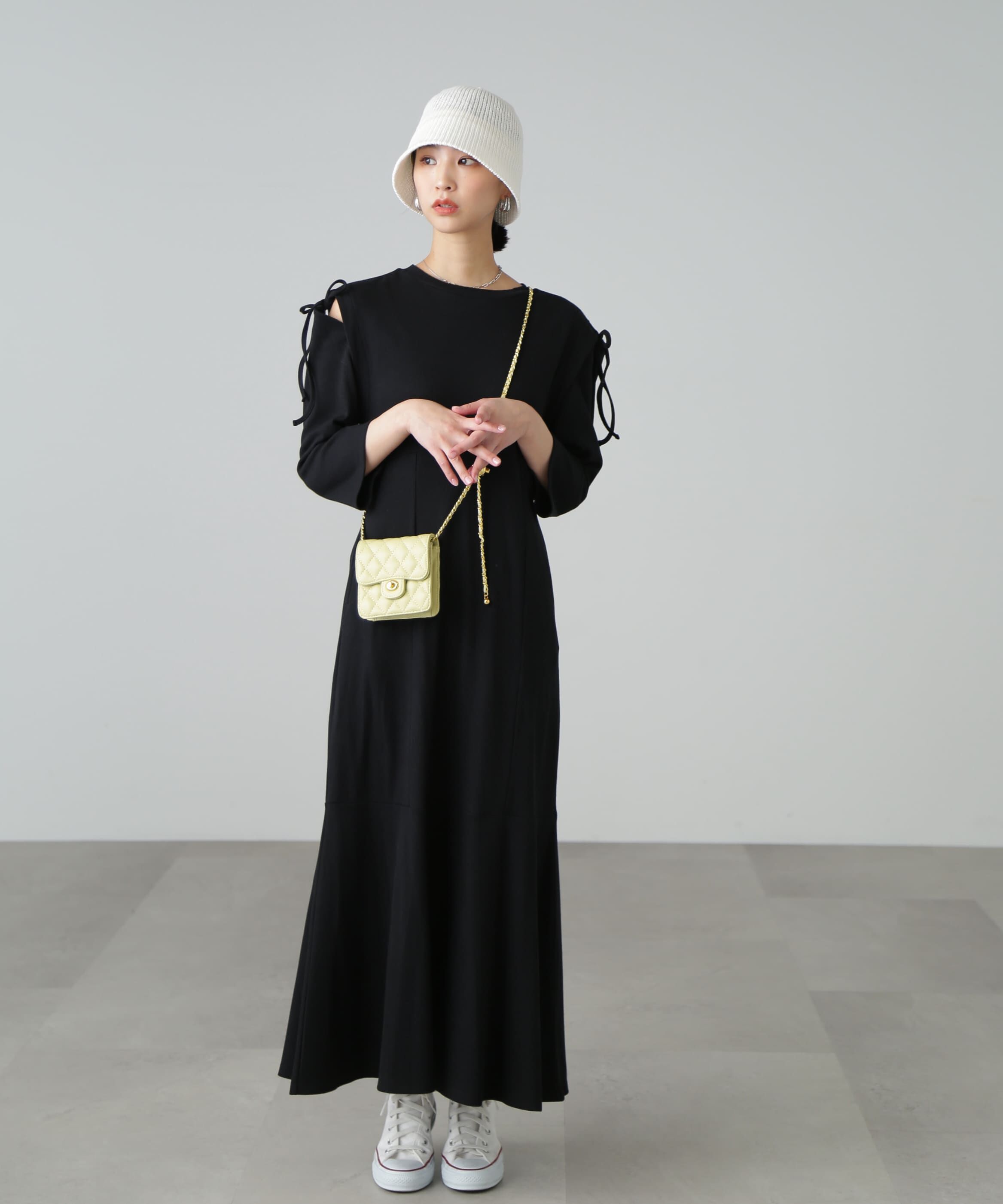  「［イエローカラーWEB限定］マルチWay袖スリットティアードワンピース」|ワンピース|