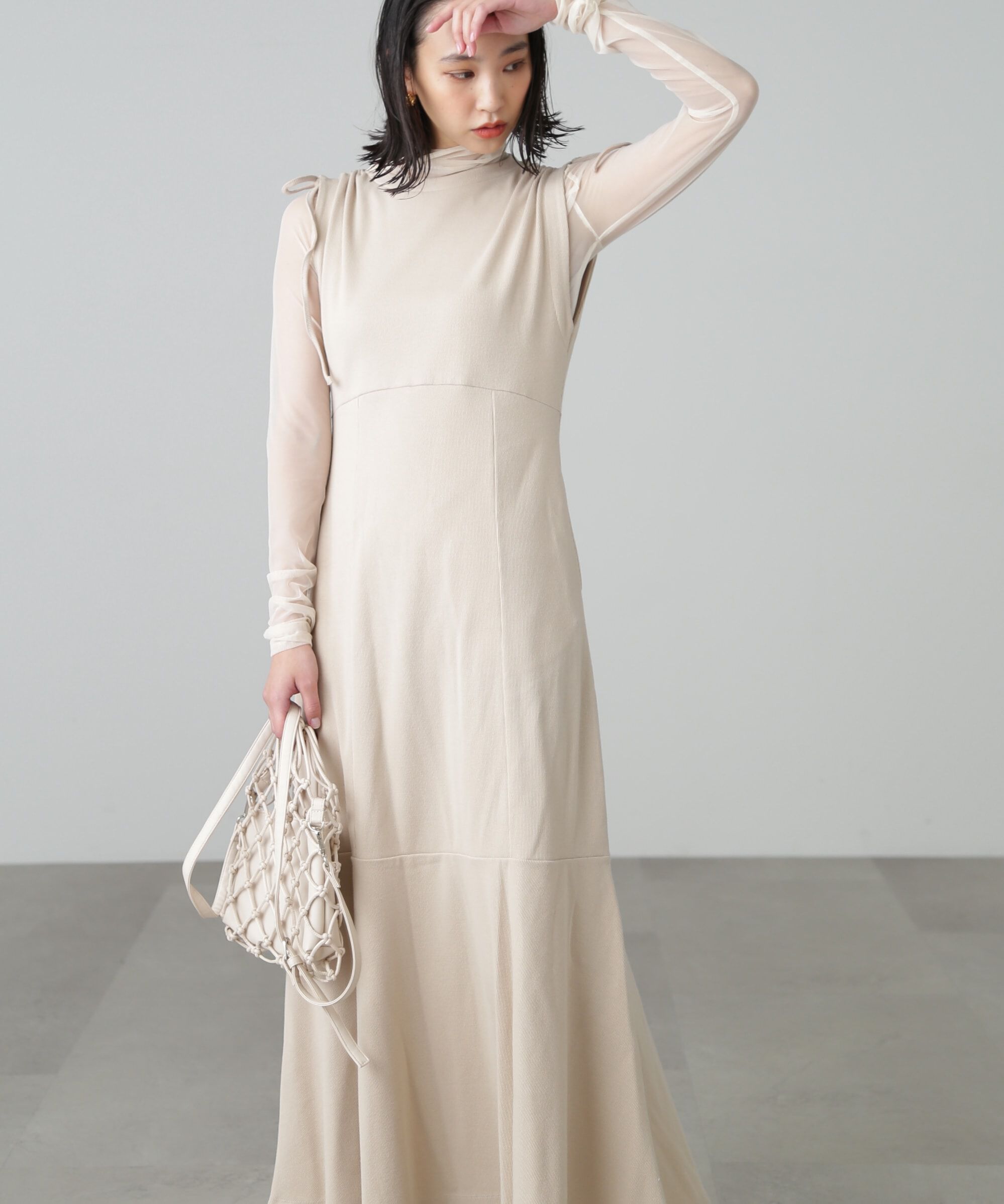  「［イエローカラーWEB限定］マルチWay袖スリットティアードワンピース」|ワンピース|