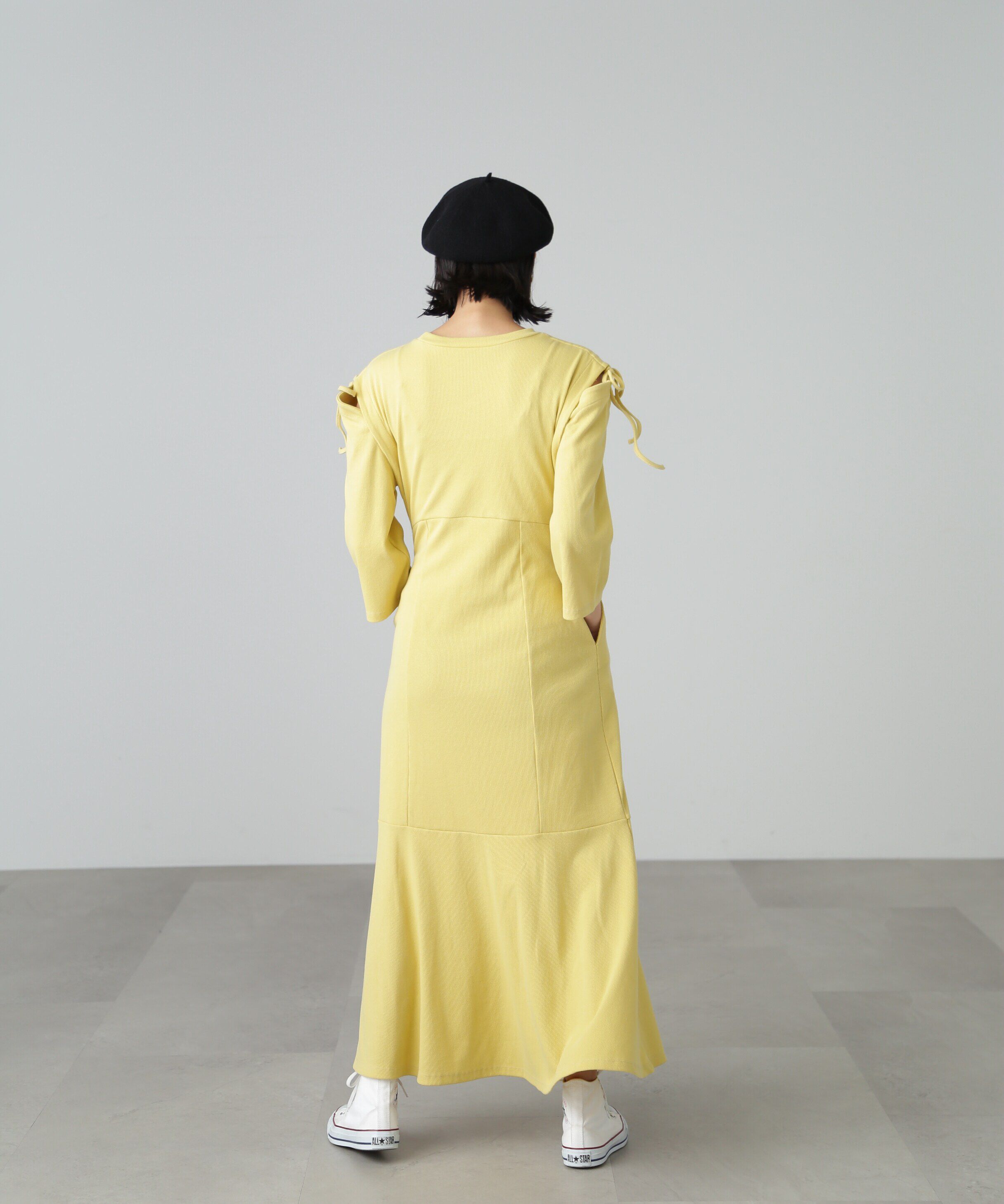  「［イエローカラーWEB限定］マルチWay袖スリットティアードワンピース」|ワンピース|