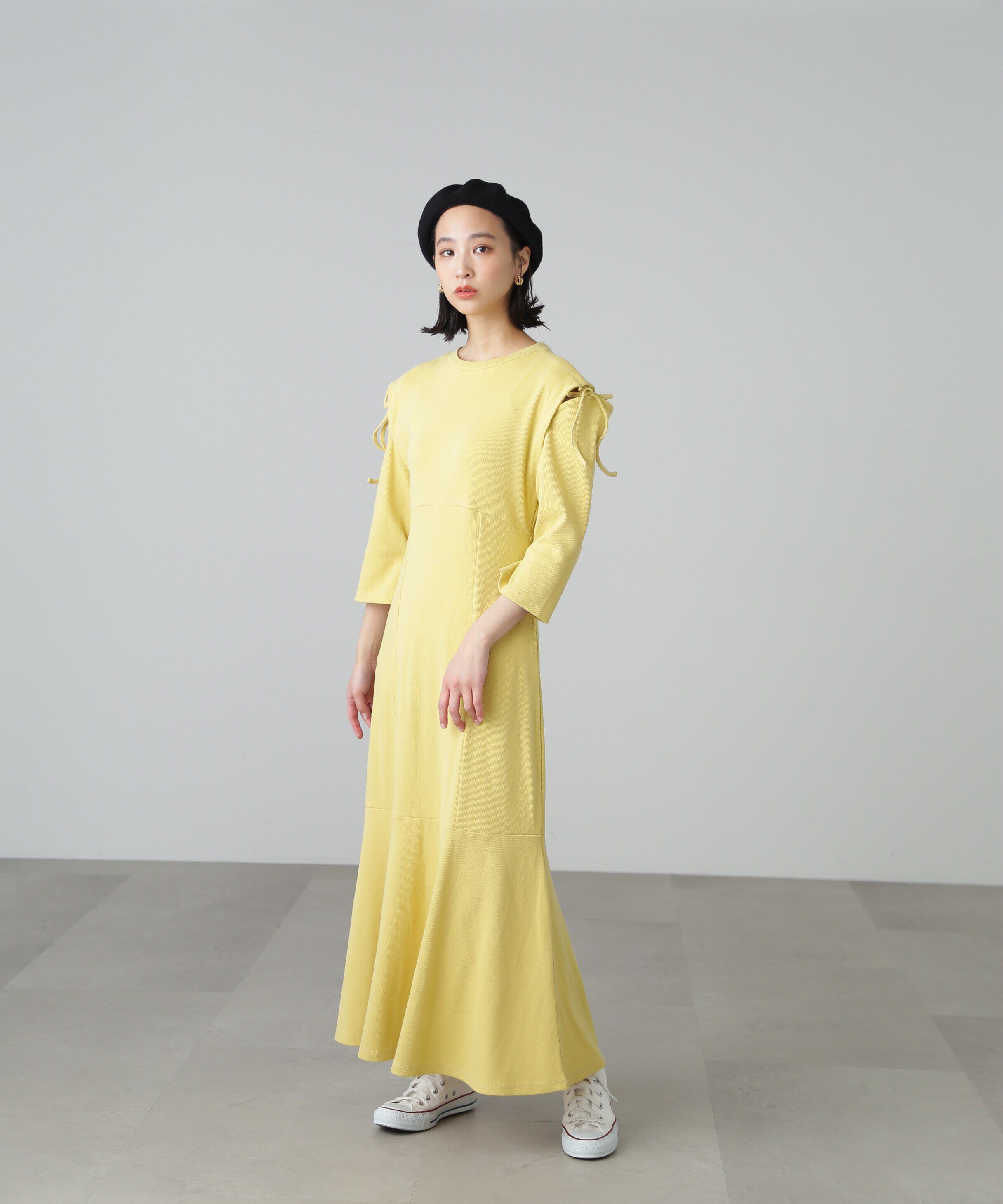  「［イエローカラーWEB限定］マルチWay袖スリットティアードワンピース」|ワンピース|