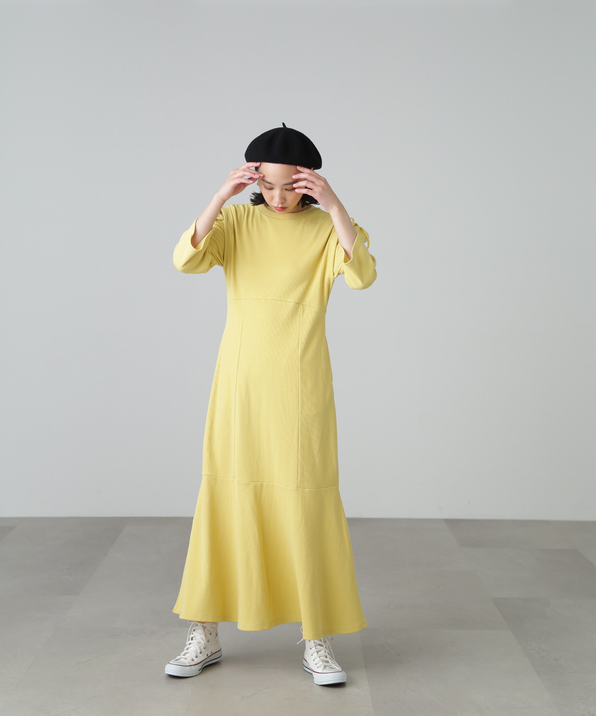  「［イエローカラーWEB限定］マルチWay袖スリットティアードワンピース」|ワンピース|