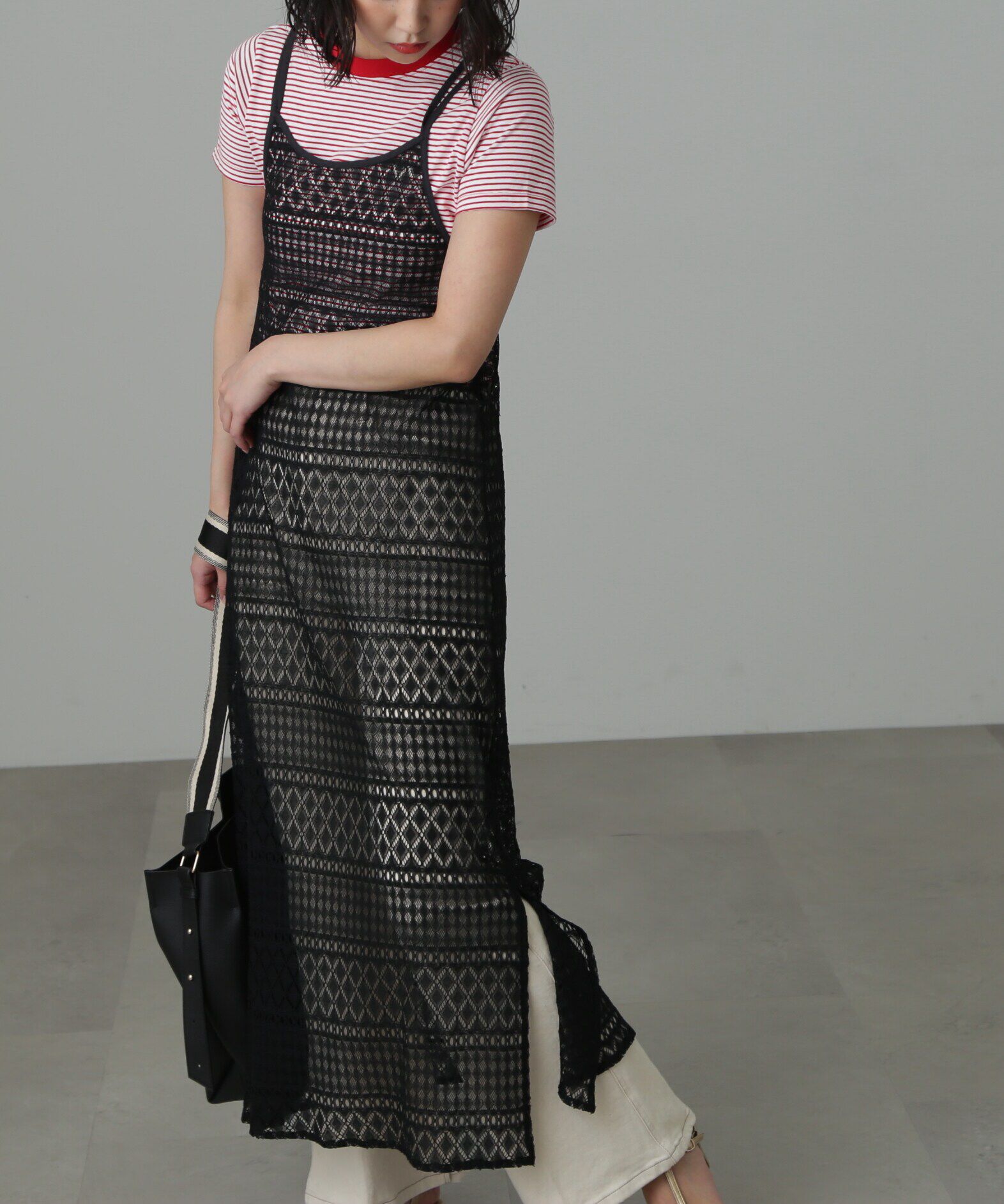  「レースキャミワンピース」|ワンピース|ブラック