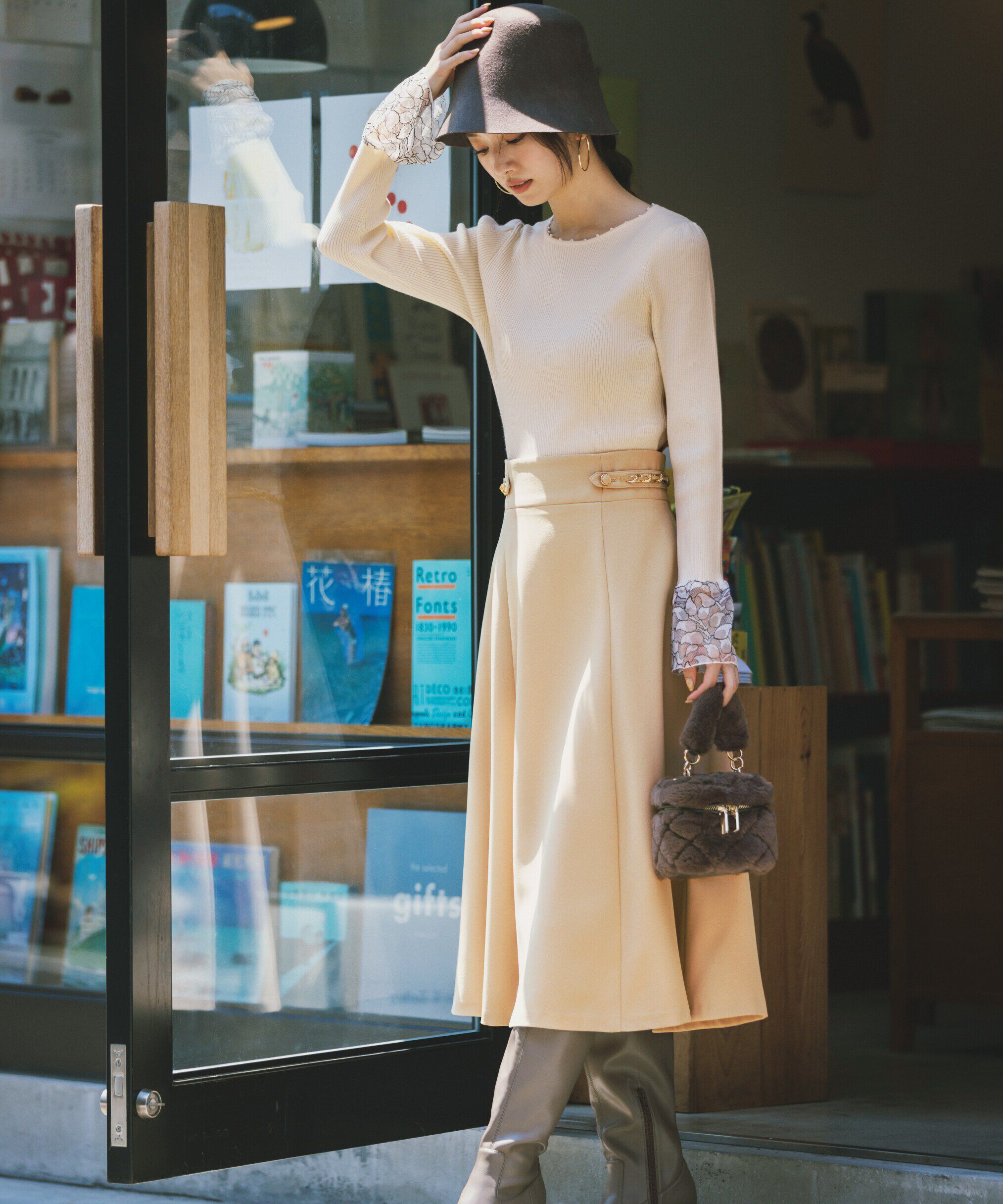 PROPORTION BODY DRESSING「チェーンタブフレアースカート」|スカート|ベージュ