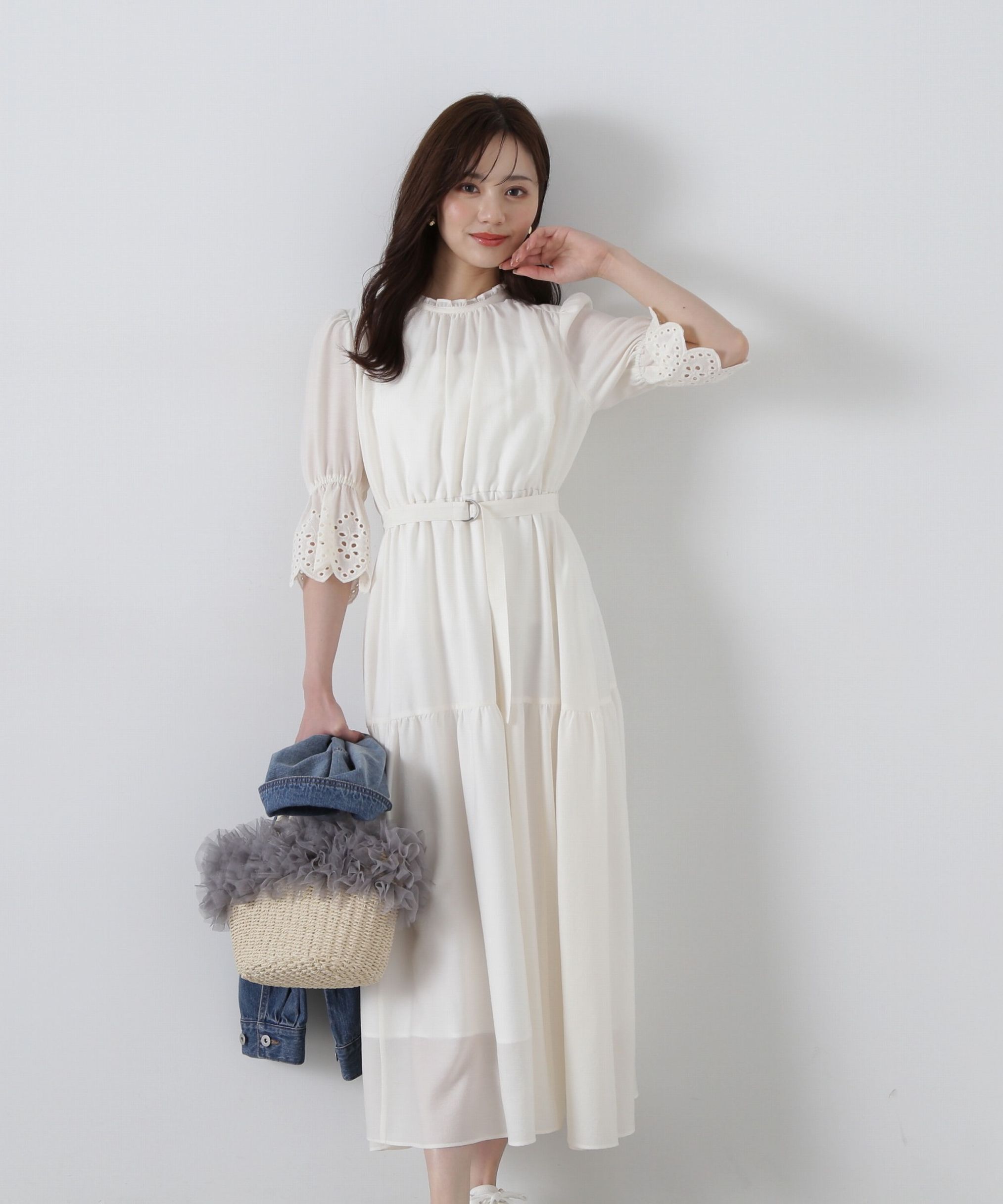 PROPORTION BODY DRESSING「刺繍レーススリーブティアードワンピース」|ワンピース|