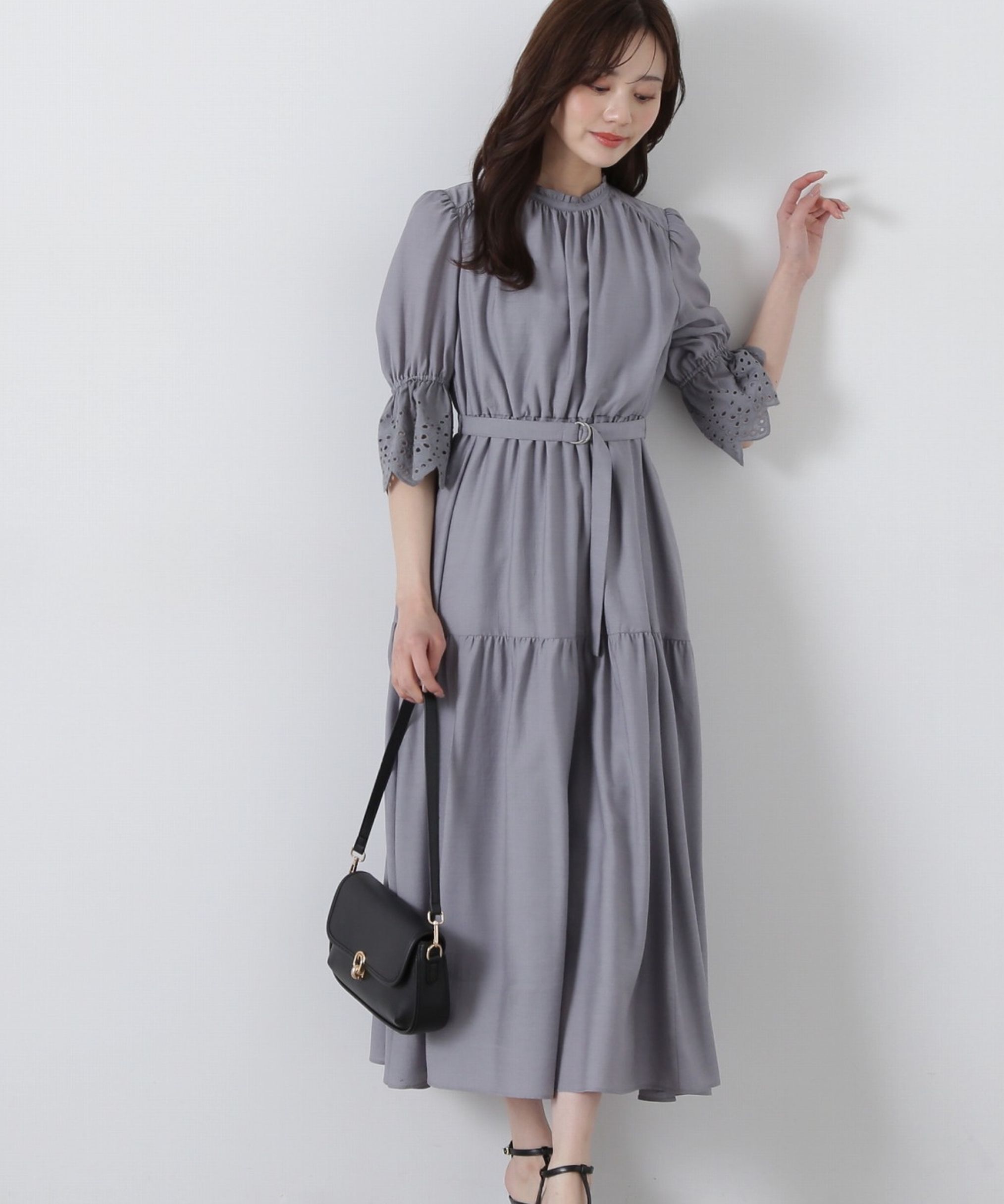 PROPORTION BODY DRESSING「刺繍レーススリーブティアードワンピース」|ワンピース|