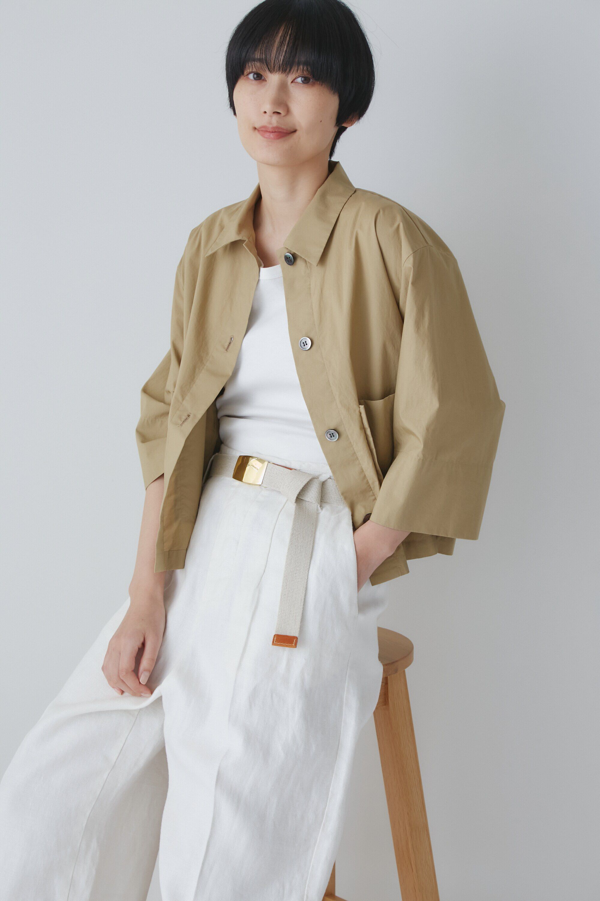  「◆シャツブルゾン」|シャツ・ブラウス|ベージュ