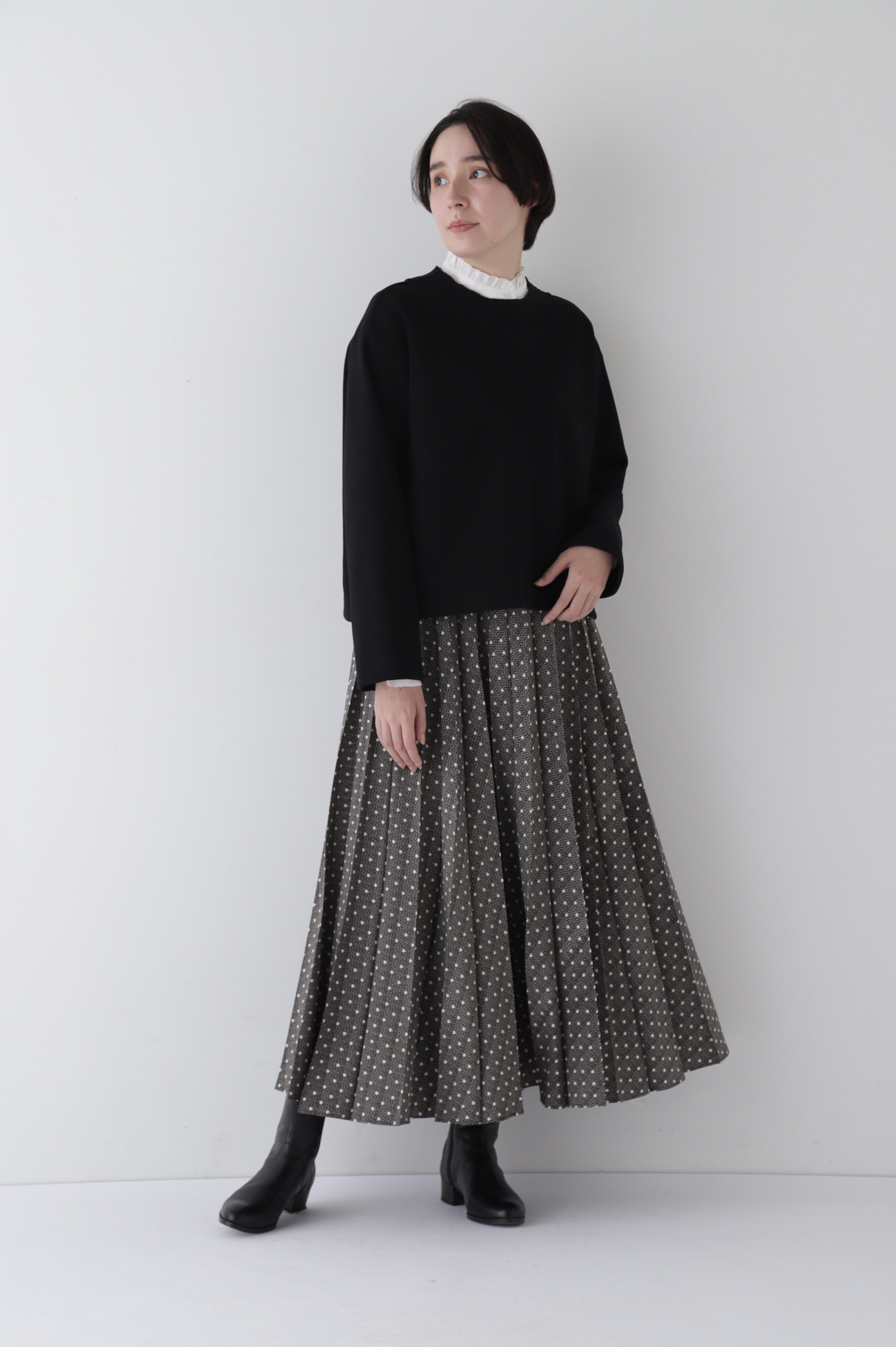  「◆デシンドットプリントアコーディオンプリーツスカート」|スカート|