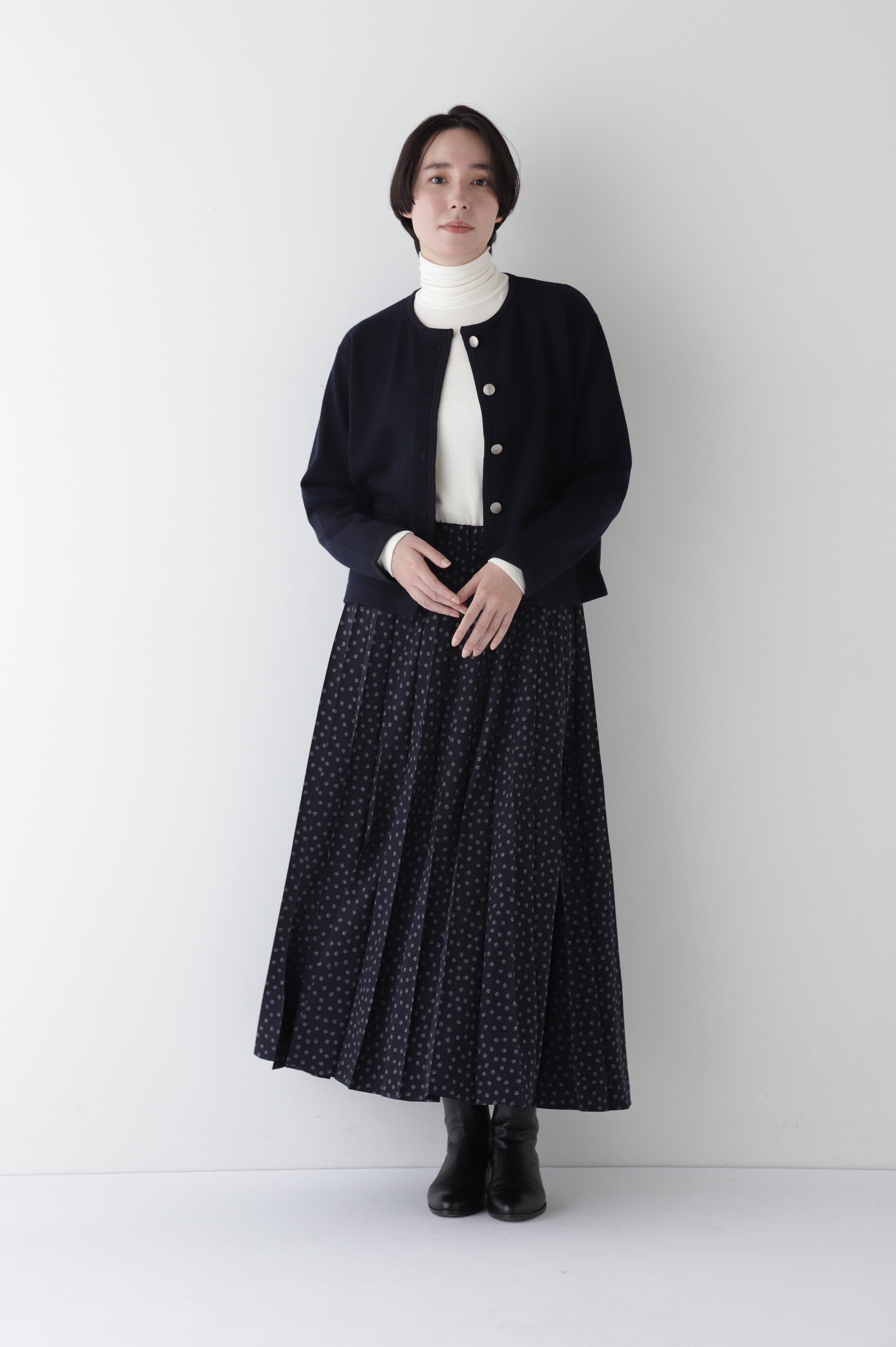  「◆デシンドットプリントアコーディオンプリーツスカート」|スカート|