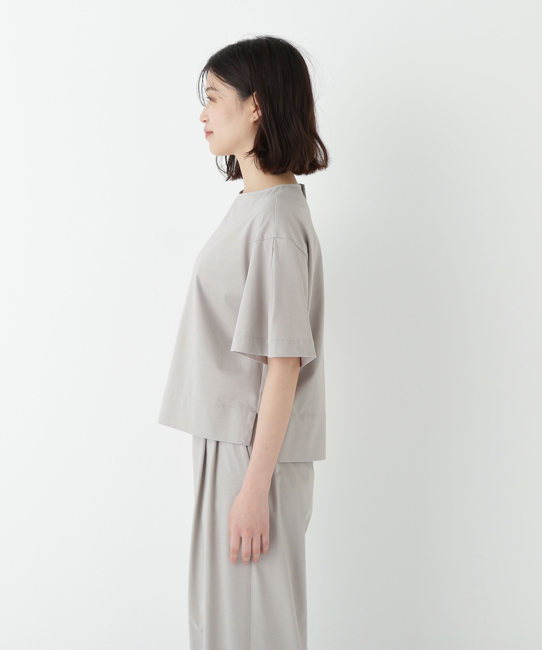  「◆プレーティング天竺タックスリーブボートネックプルオーバー」|Tシャツ・カットソー|