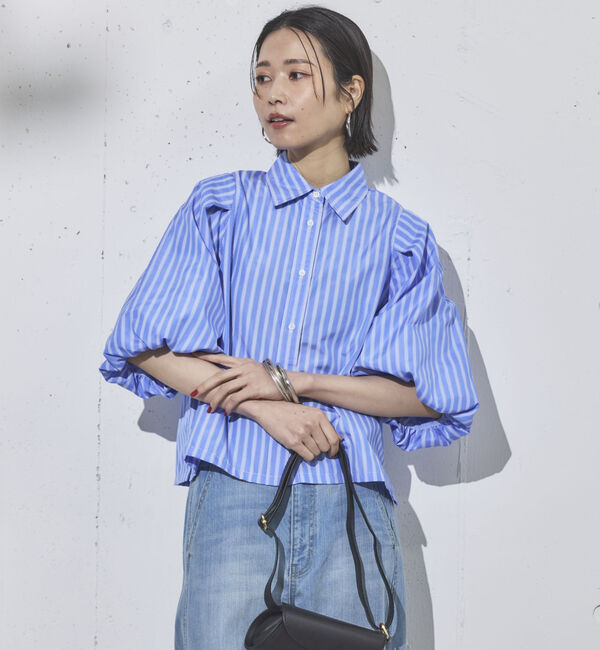 Doux archives「バルーンスリーブストライプブラウス」|シャツ・ブラウス|