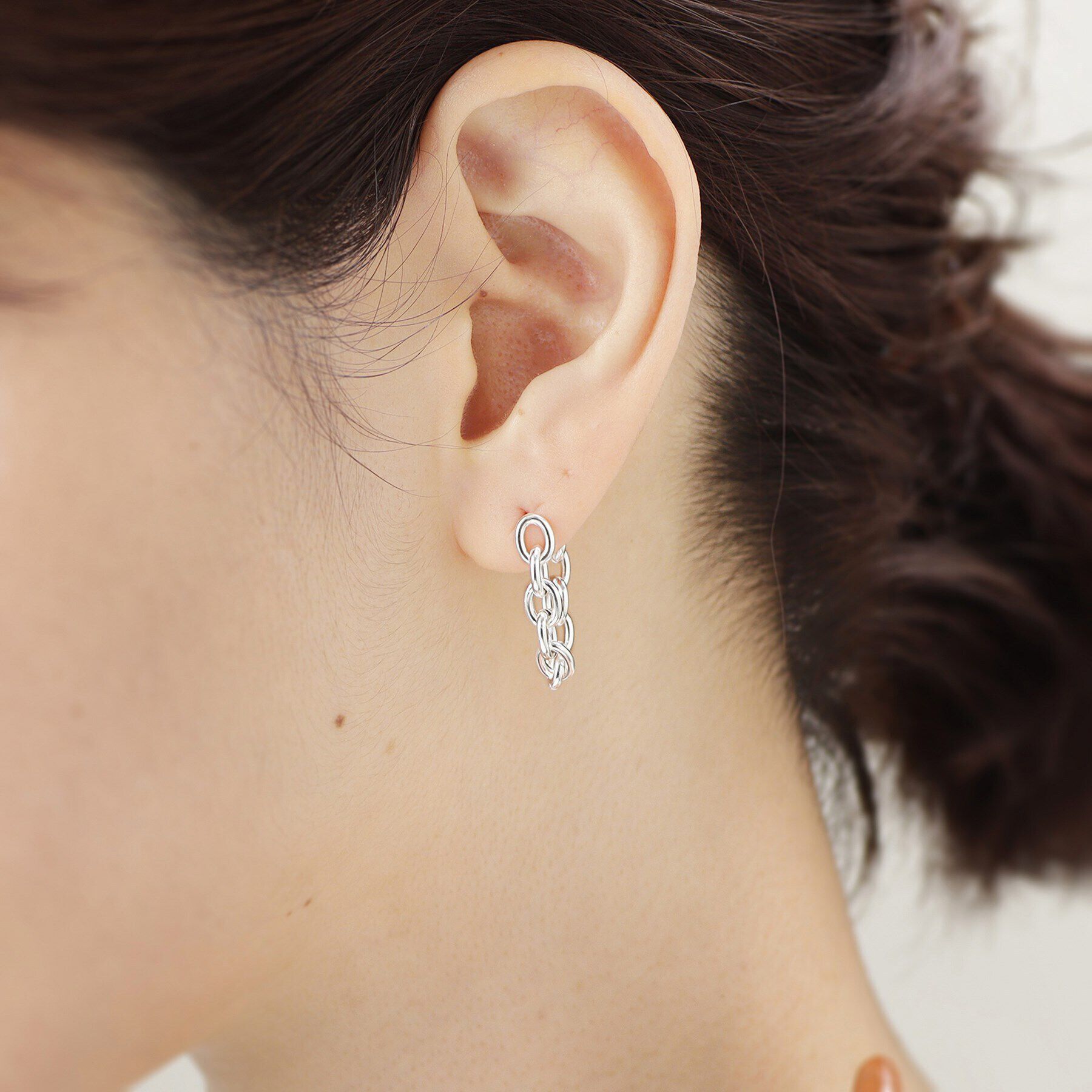 COCOSHNIK ONKITSCH「シルバー チェーンピアス オーバルリンクフープ」|ピアス|