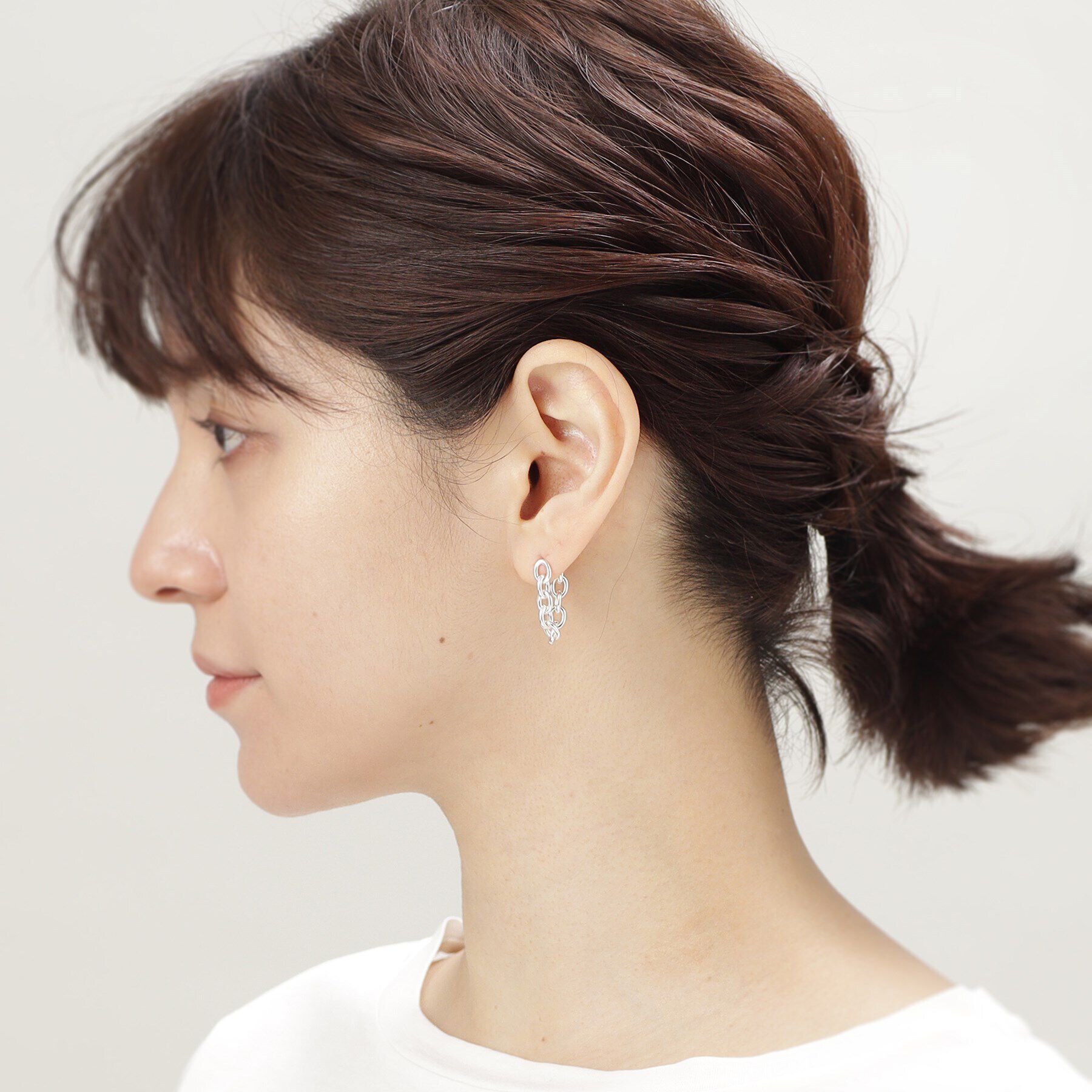 COCOSHNIK ONKITSCH「シルバー チェーンピアス オーバルリンクフープ」|ピアス|