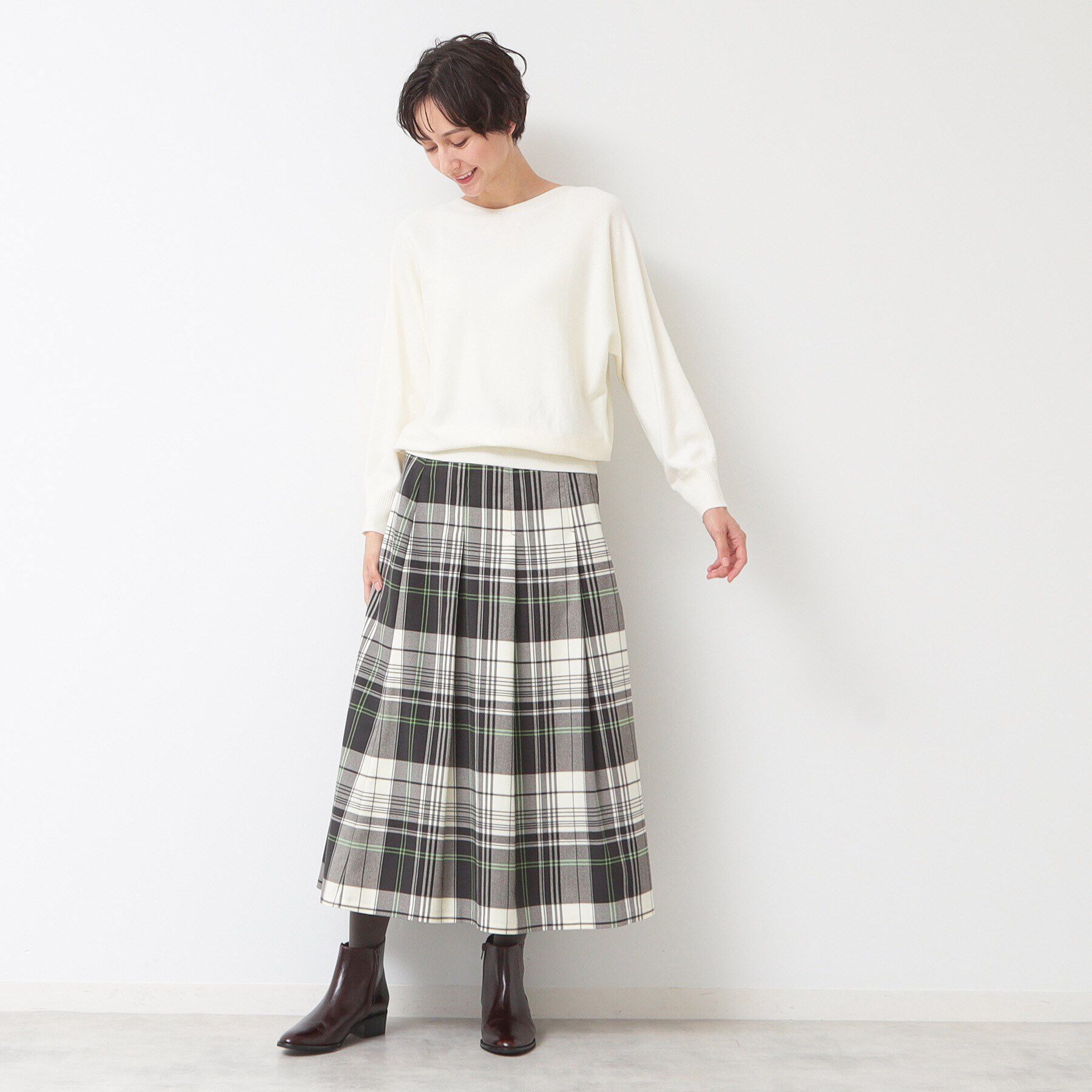 Dessin「【洗える】チェック柄タックプリーツスカート(XS~L)」|スカート|