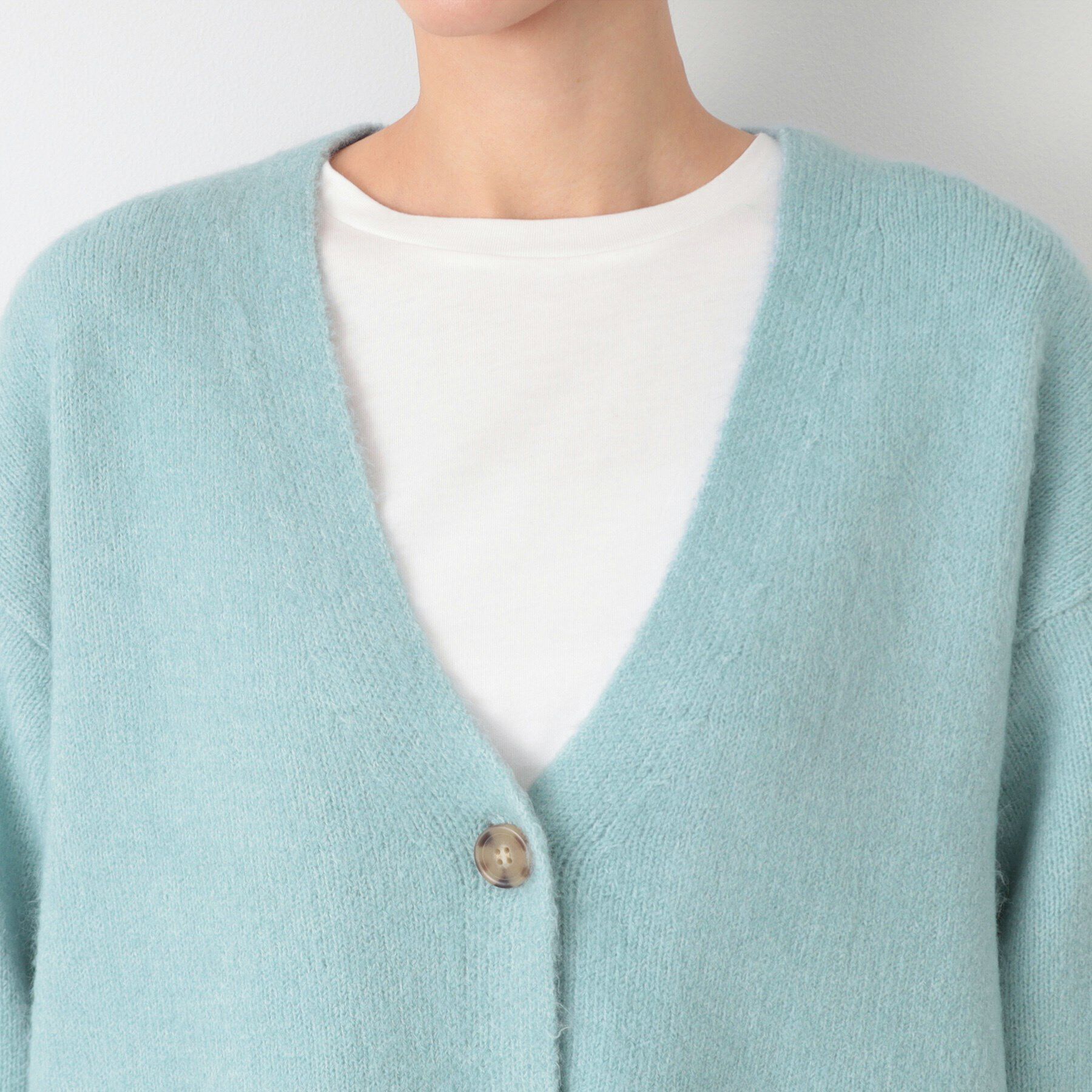 Dessin「【洗える】ヘアリーボタン付きVネックカーディガン」|カーディガン|