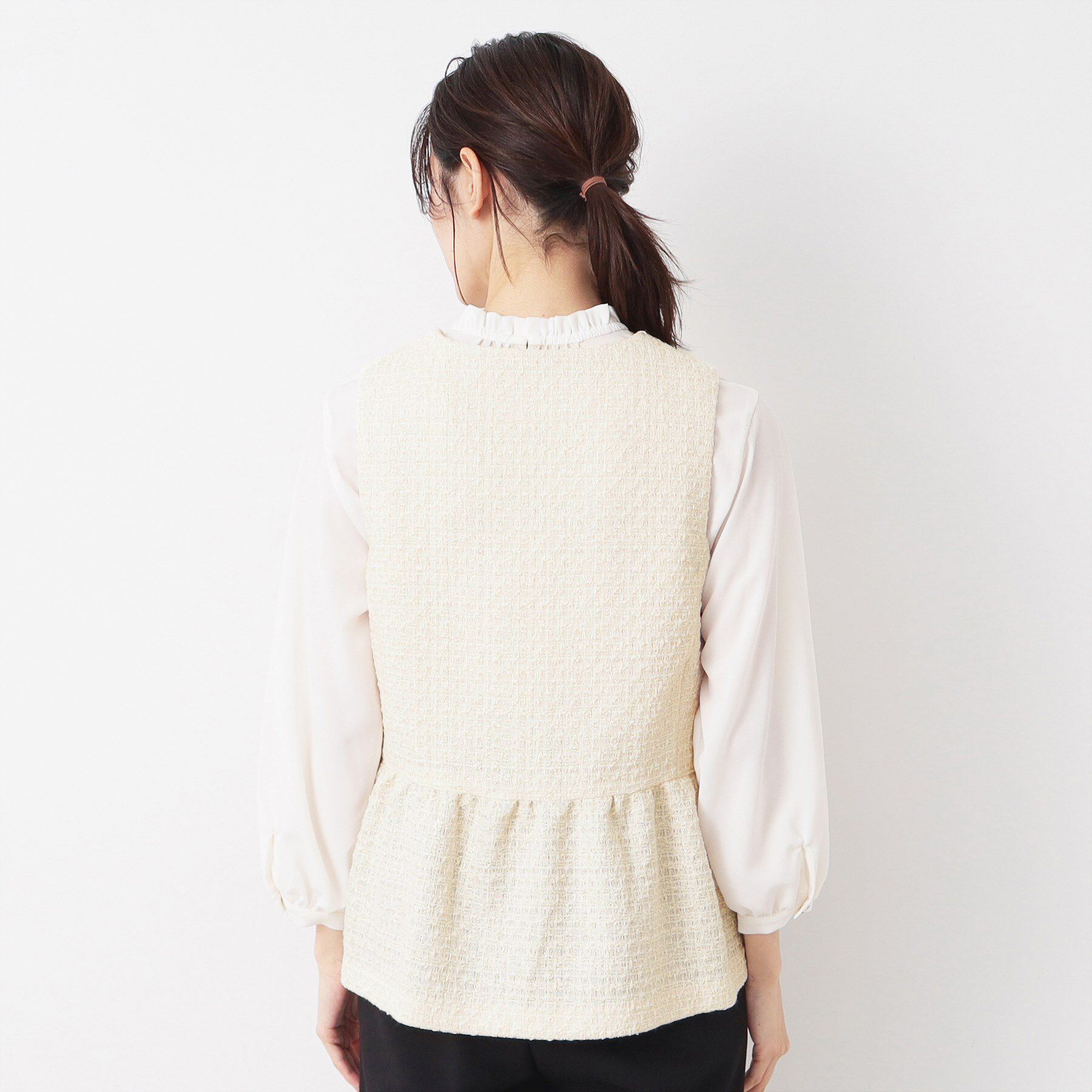 Dessin「【入卒/セレモニー】パール調ボタン付きペプラムツイードジレ」|ベスト・ジレ|