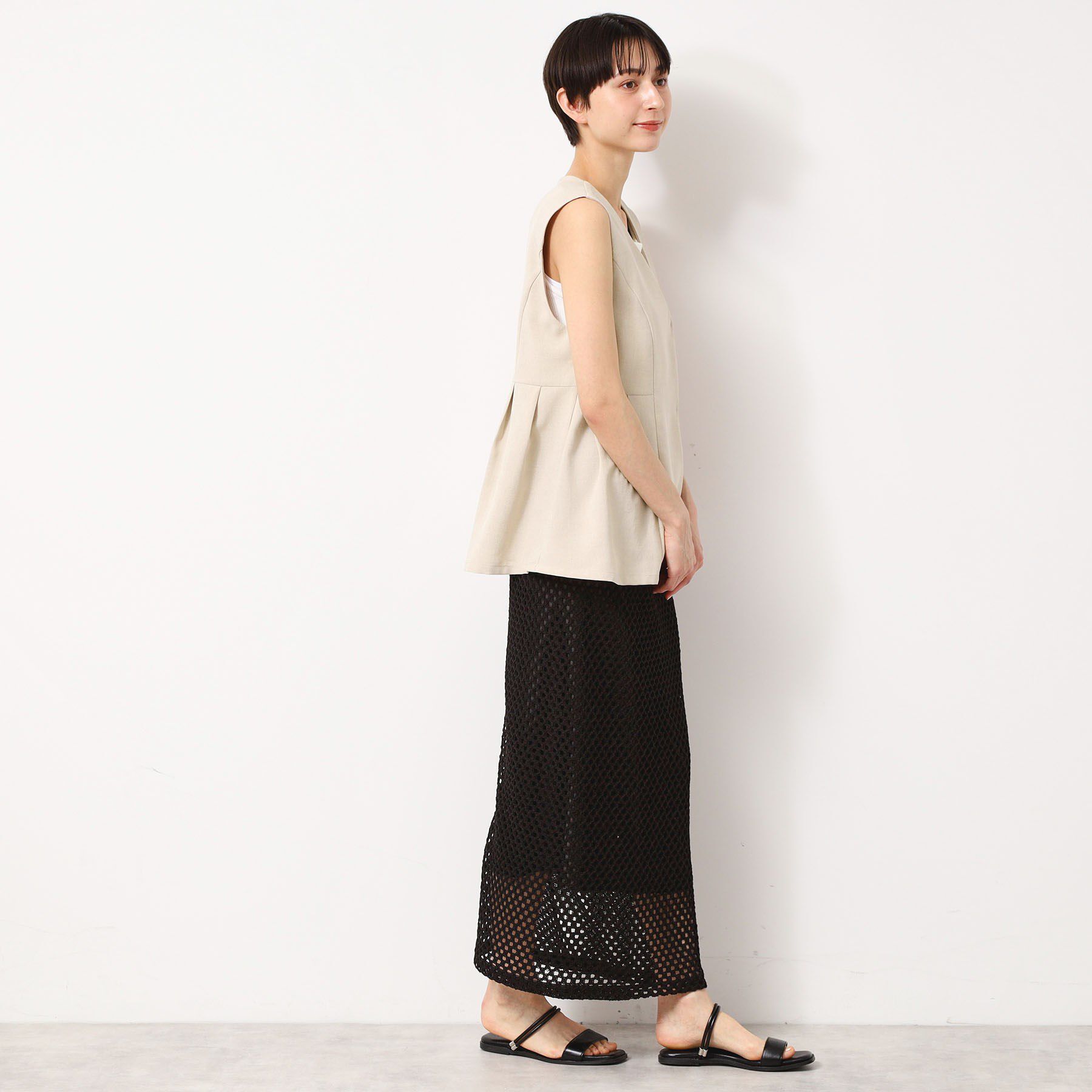 Dessin「【洗える】ソフトペプラムベスト」|ベスト・ジレ|