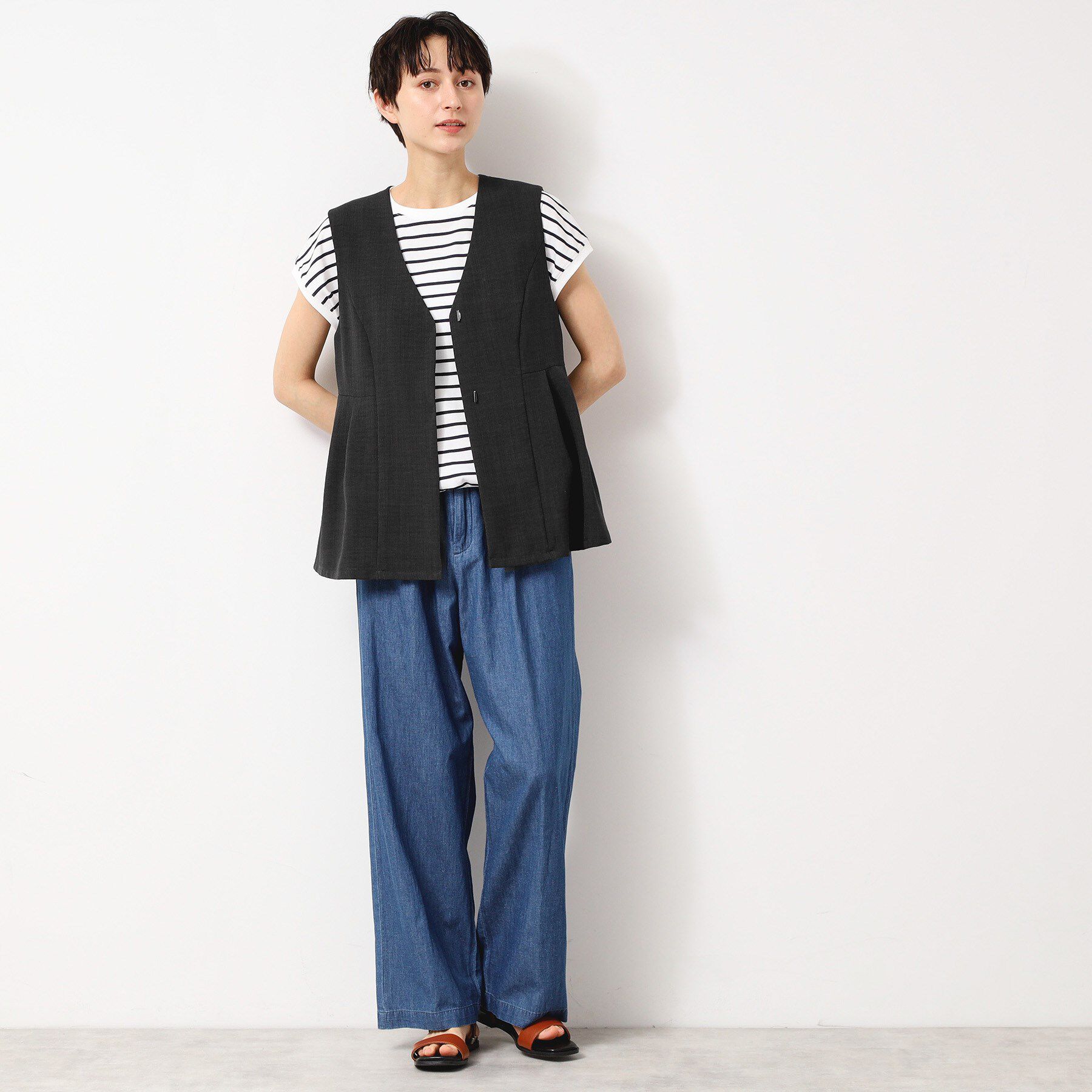 Dessin「【洗える】ソフトペプラムベスト」|ベスト・ジレ|