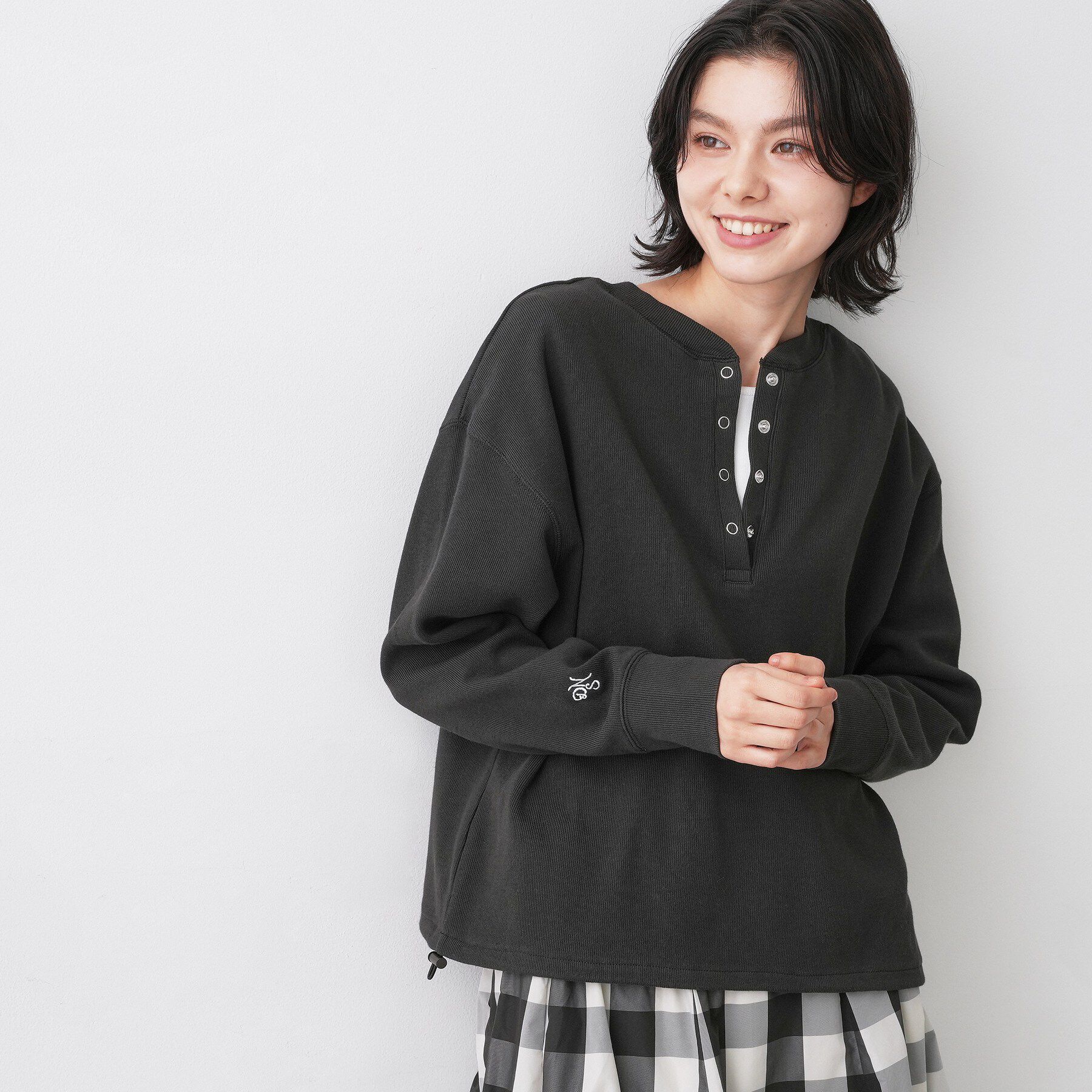 Dessin「【前後2WAY/洗える】ドロストリブカットソー」|Tシャツ・カットソー|チャコールグレー(0