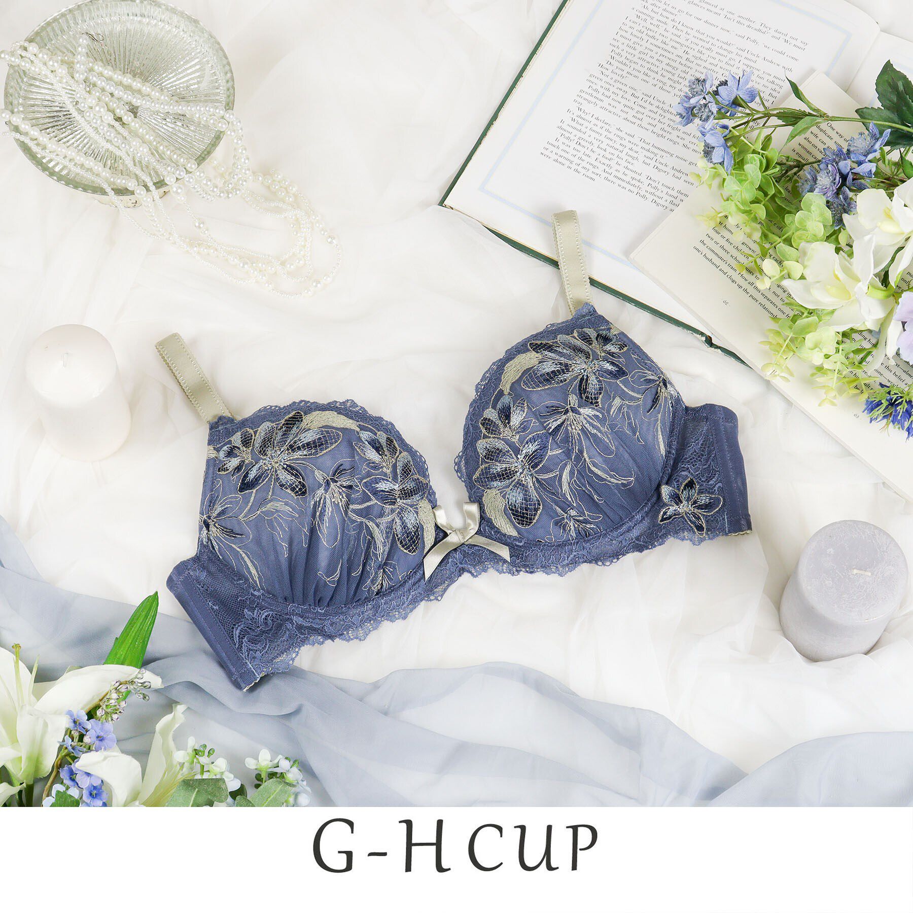 Risa Magli「イレーナ ブラジャー（G-H）＜サイドすっきりタイプ＞」|インナー|ブルー(092)