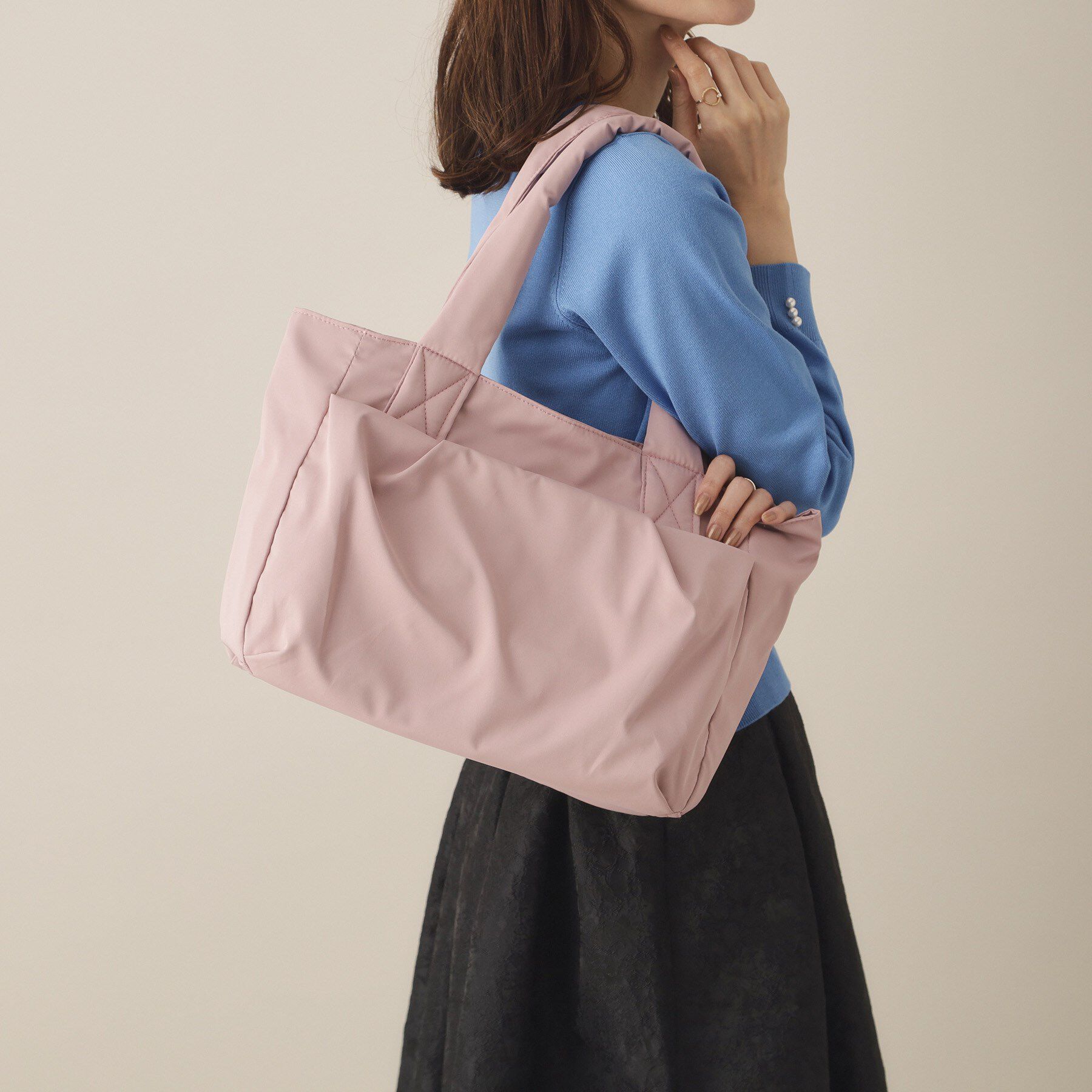 ITS&rsquo;DEMO「【A4対応／9ポケット】肩に優しい軽量トート」|トートバッグ|ピンク(072)