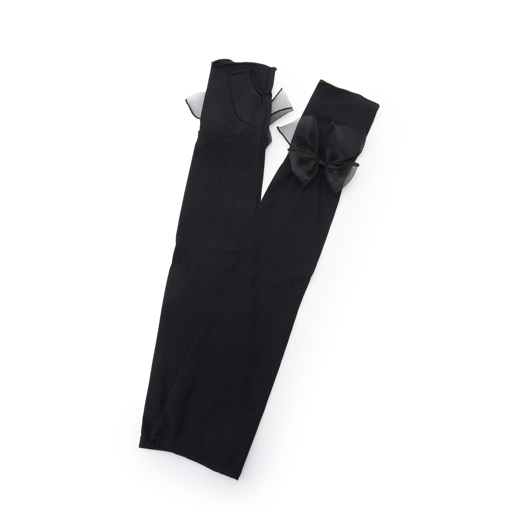 ITS&rsquo;DEMO「【接触冷感／UV／手洗い可】リボンアームカバー」|手袋|ブラック(019)