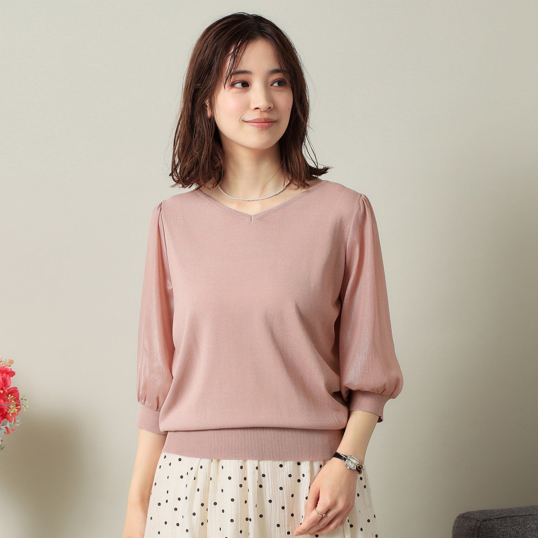 ITS&rsquo;DEMO「【UVケア／接触冷感／アンチピリング／洗濯機OK】袖シアーニット」|ニット・セーター|