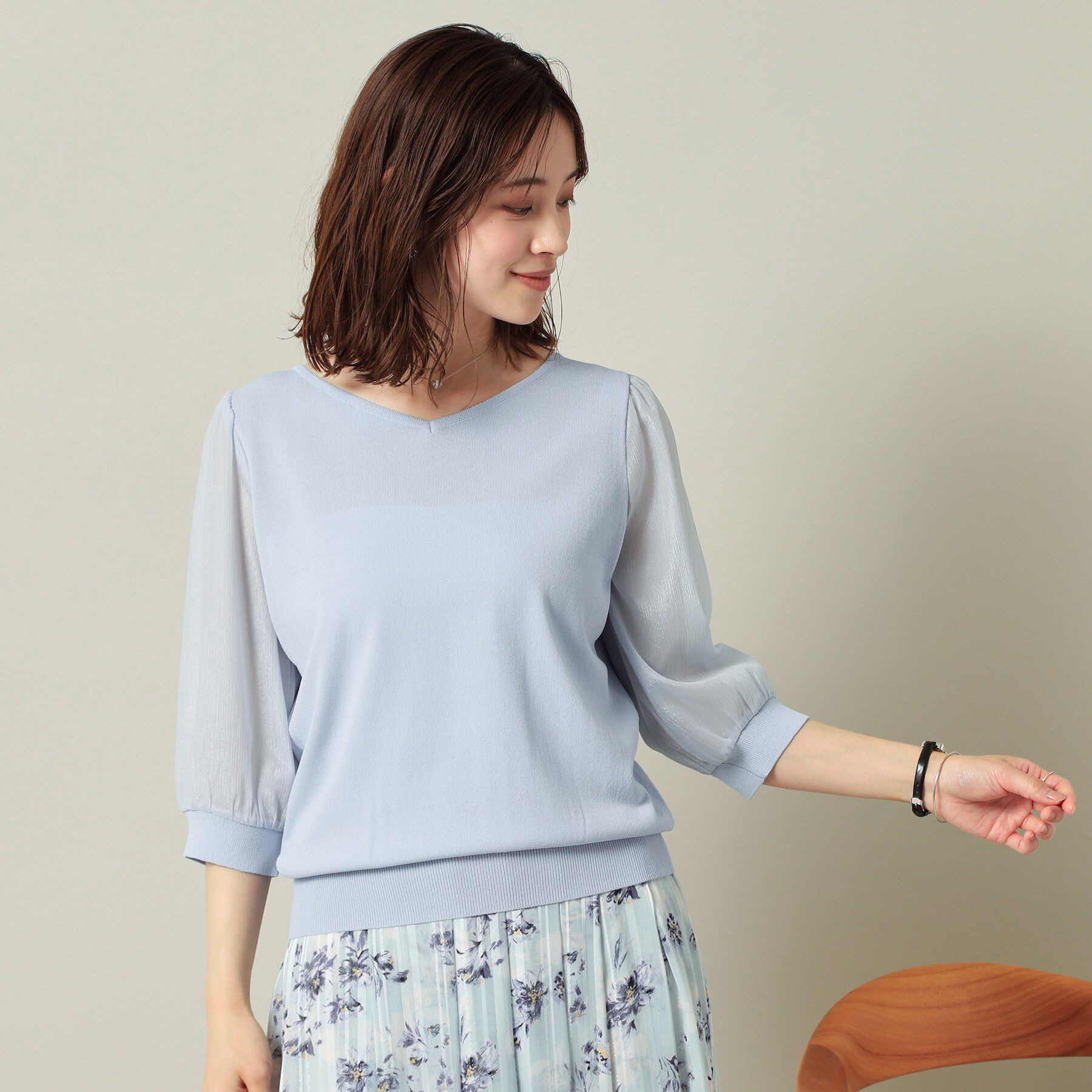 ITS&rsquo;DEMO「【UVケア／接触冷感／アンチピリング／洗濯機OK】袖シアーニット」|ニット・セーター|