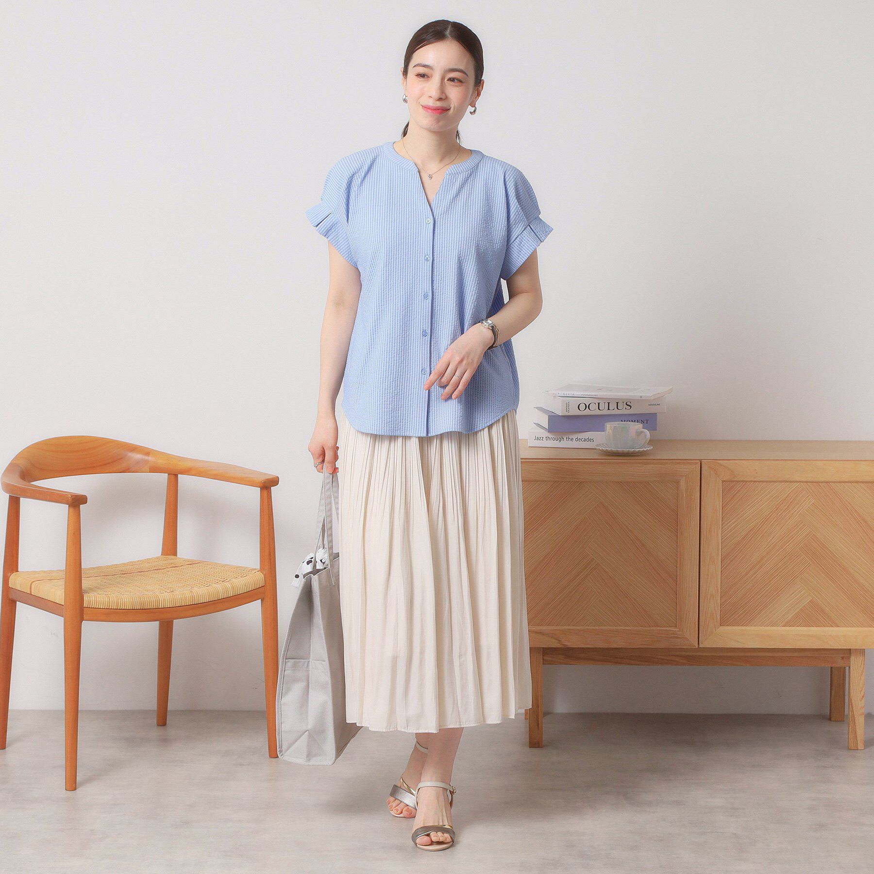 ITS&rsquo;DEMO「【洗濯機OK／洗濯後しわになりにくい】カットサッカー袖タックプルオーバー」|シャツ・ブラウス|