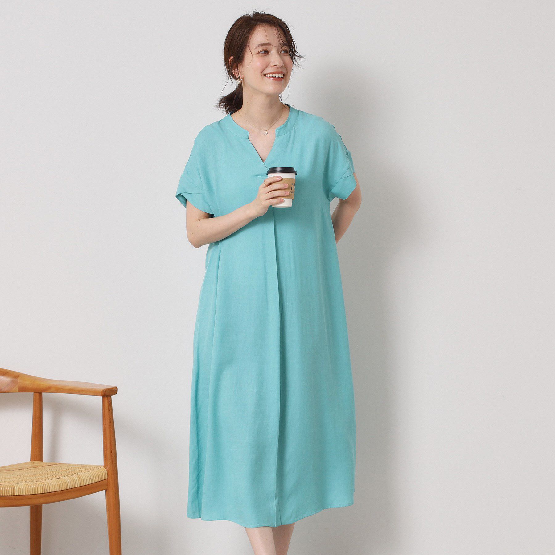 ITS&rsquo;DEMO「【接触冷感／手洗い可】強撚スラブスキッパーワンピース」|ワンピース|